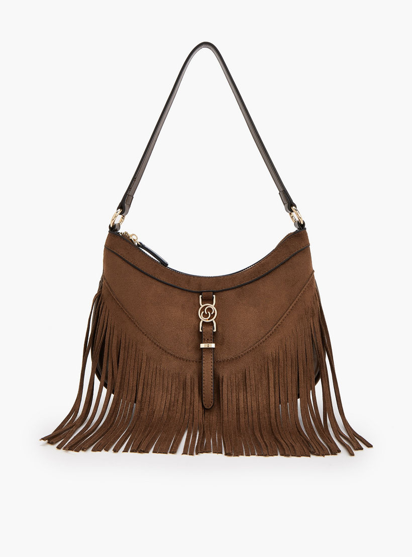 شنطة كتف من الشامواه بتفاصيل شُرّابات من سيليست-women-bagsandwallets-handbags-image-1