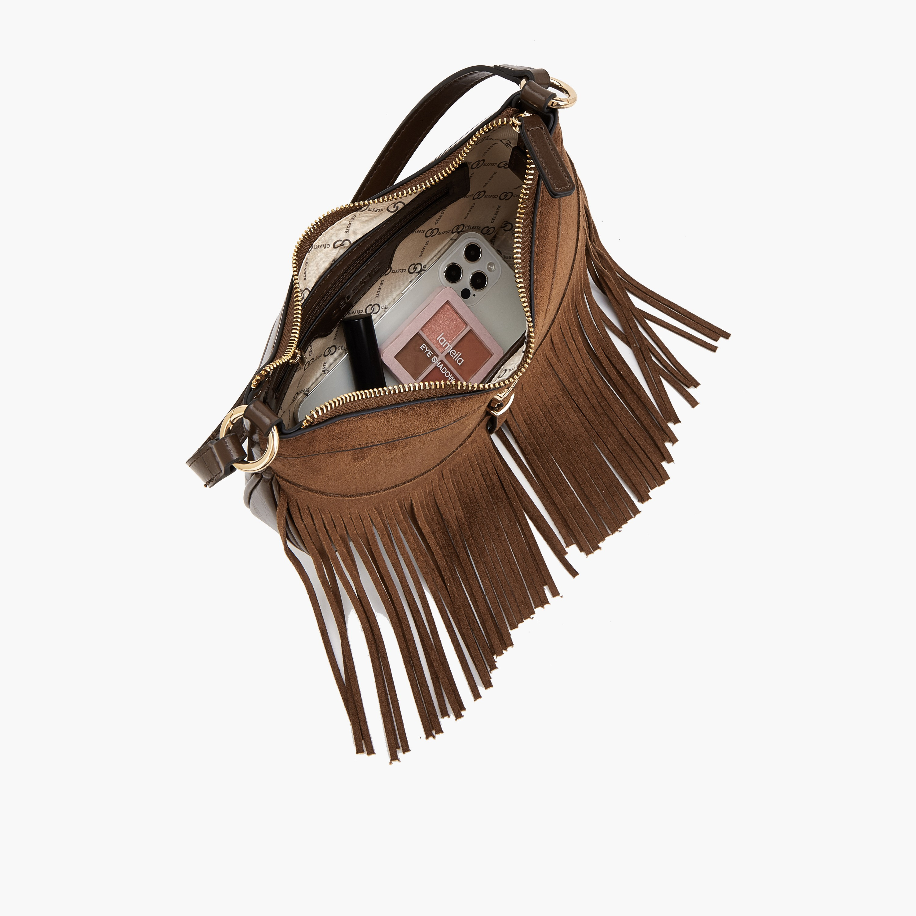 شنطة كتف من الشامواه بتفاصيل شُرّابات من سيليست-women-bagsandwallets-handbags-image-7
