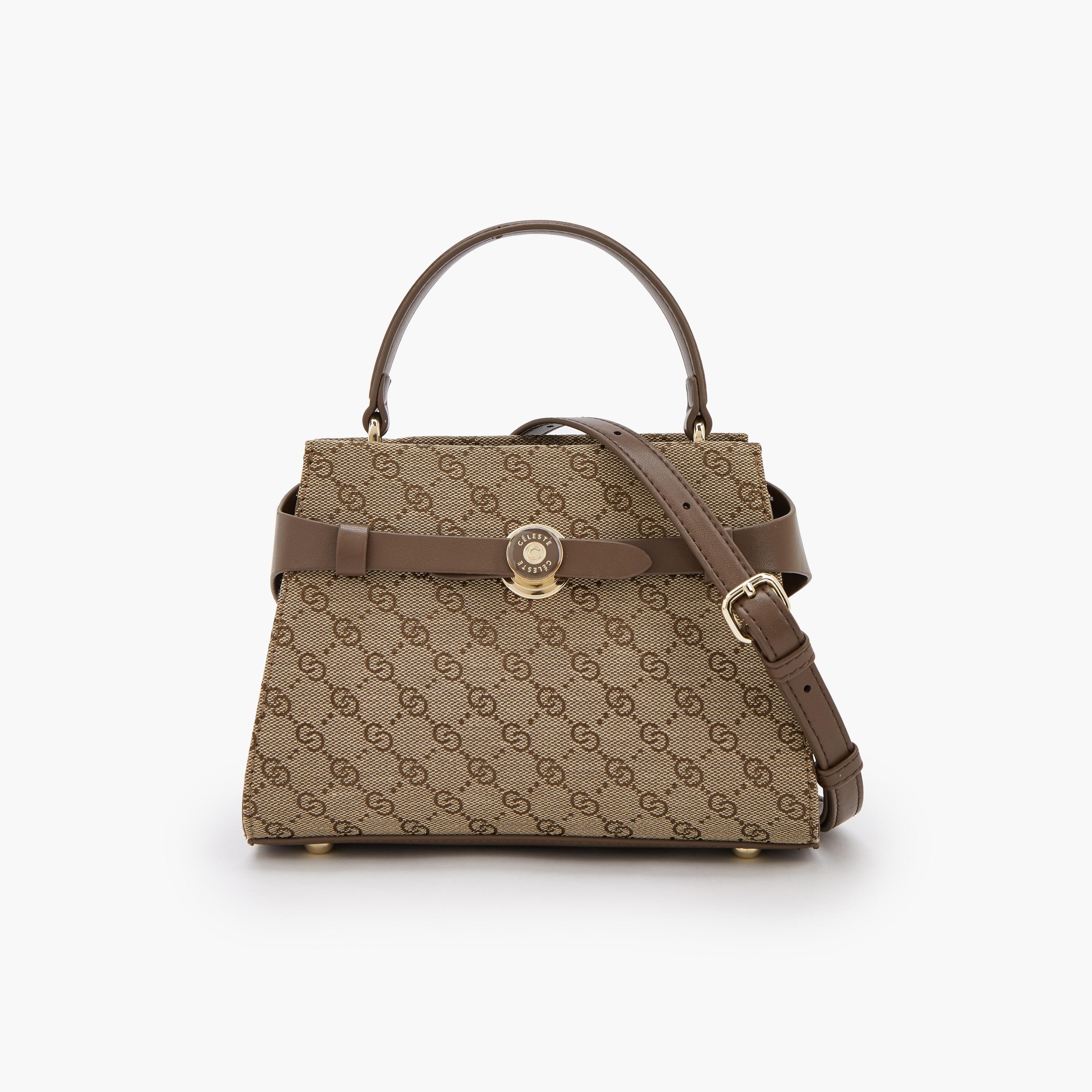 Celeste Monogram Print Tote Bag with Detachable Strap-women-bagsandwallets-handbags-image-1