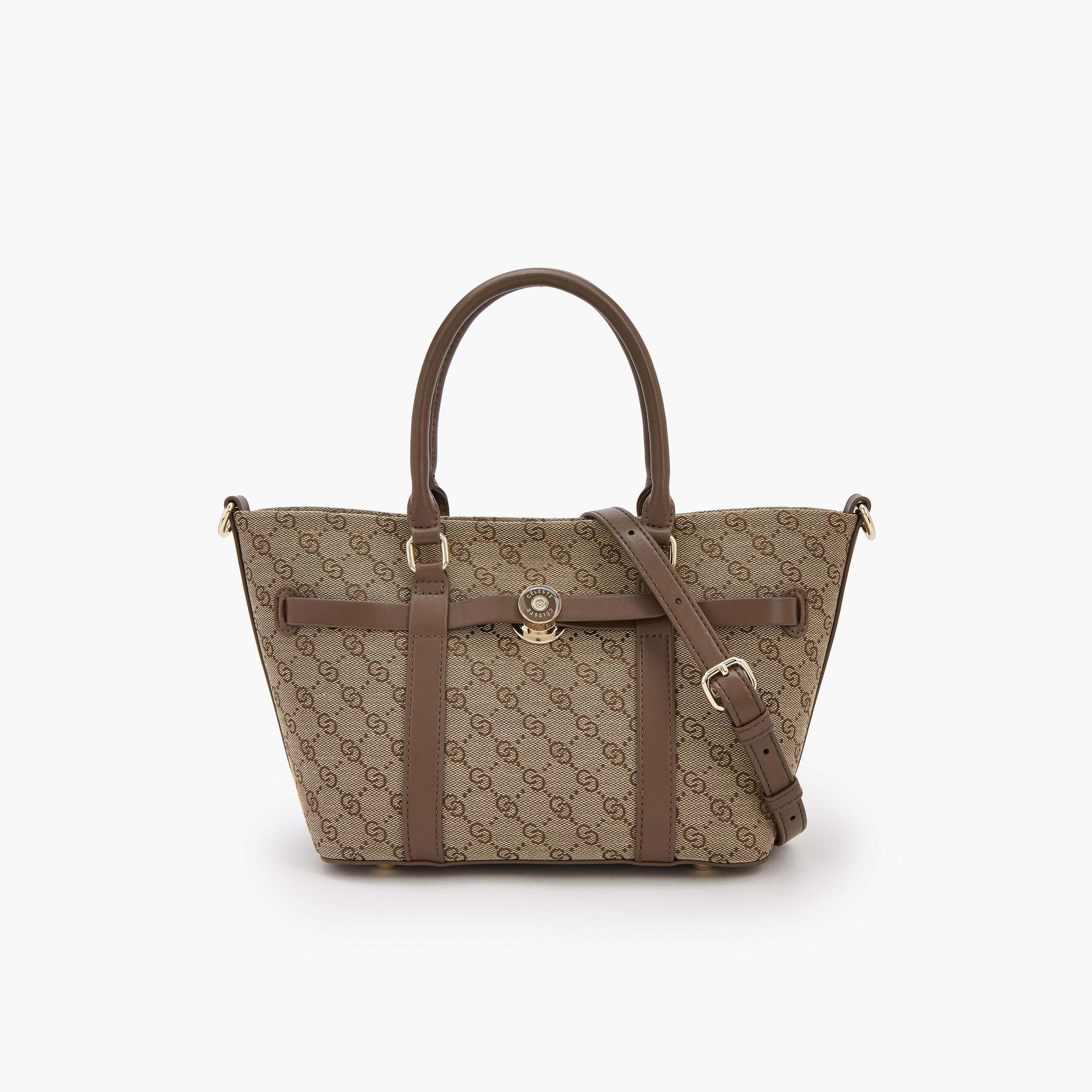 Celeste Monogram Print Tote Bag with Pouch-women-bagsandwallets-handbags-image-4
