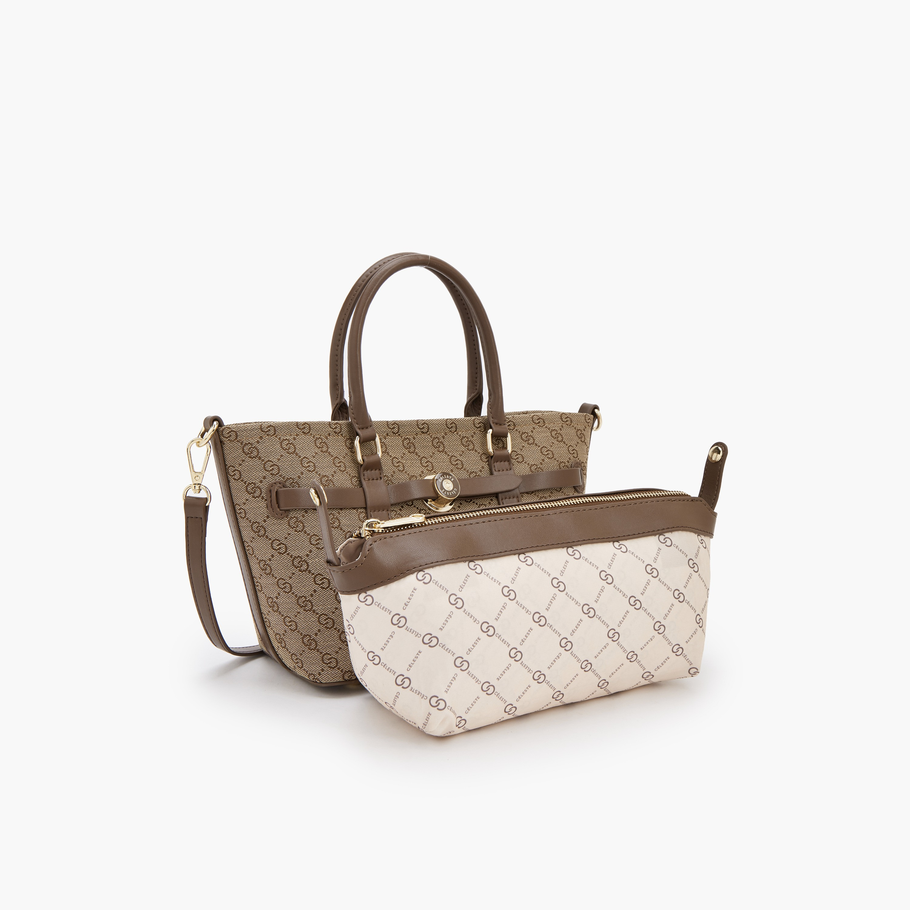 Celeste Monogram Print Tote Bag with Pouch-women-bagsandwallets-handbags-image-2