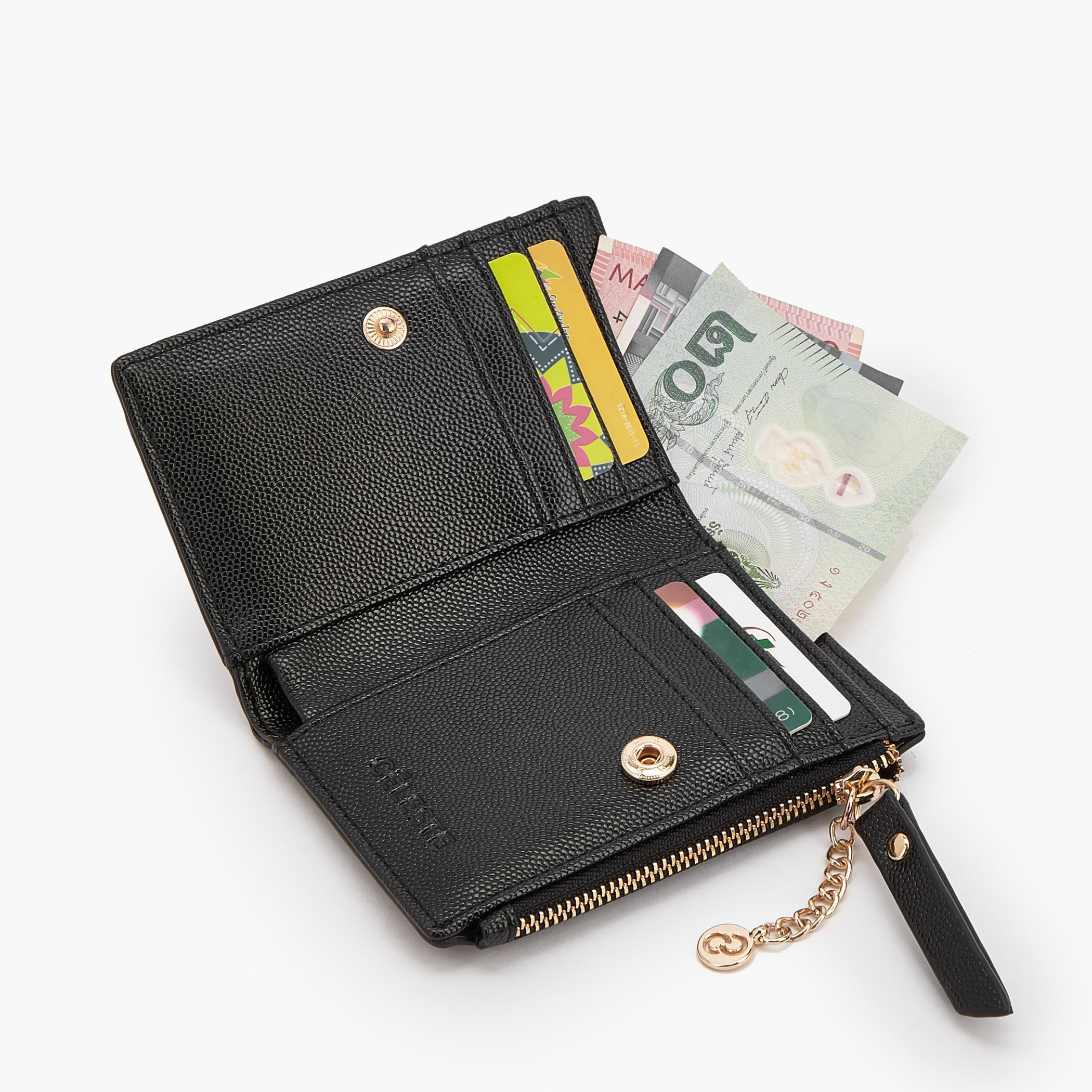 Celeste Safiano Textured Wallet with Button Closure-women-bagsandwallets-wallets-image-7