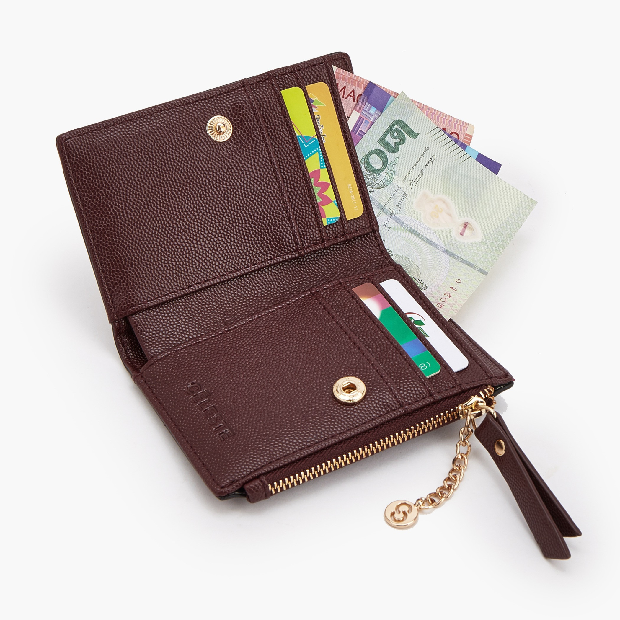 Celeste Safiano Textured Wallet with Button Closure-women-bagsandwallets-wallets-image-7
