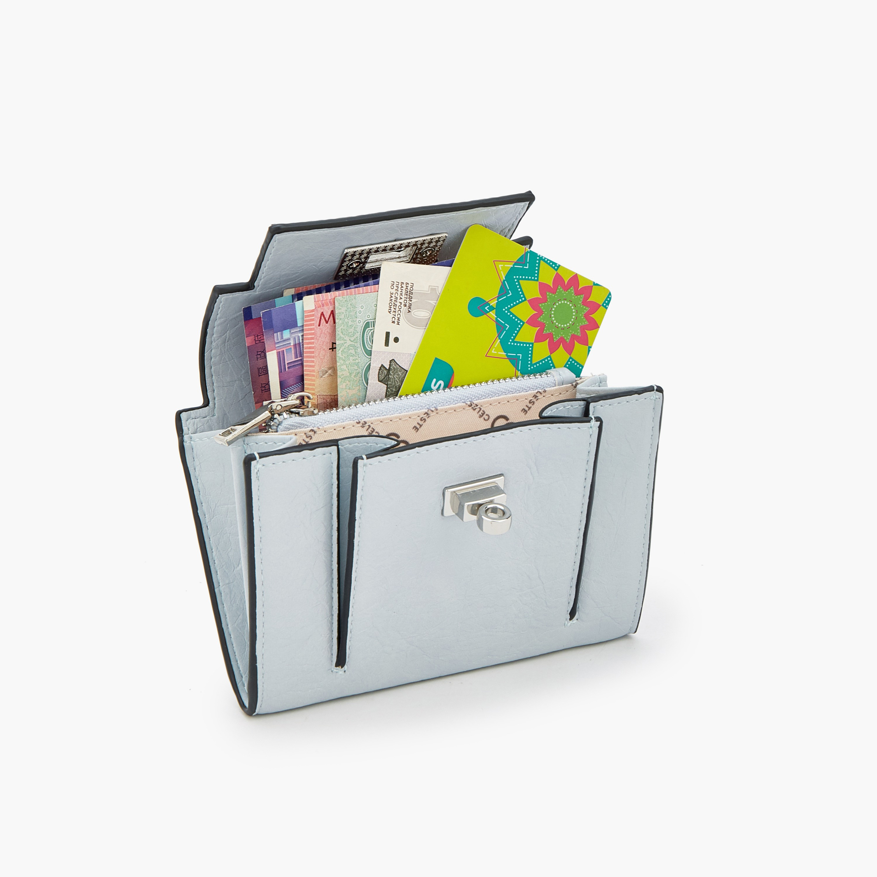 محفظة سيليست بنقشة بارزة وقفل دوار أنيق-women-bagsandwallets-wallets-image-7
