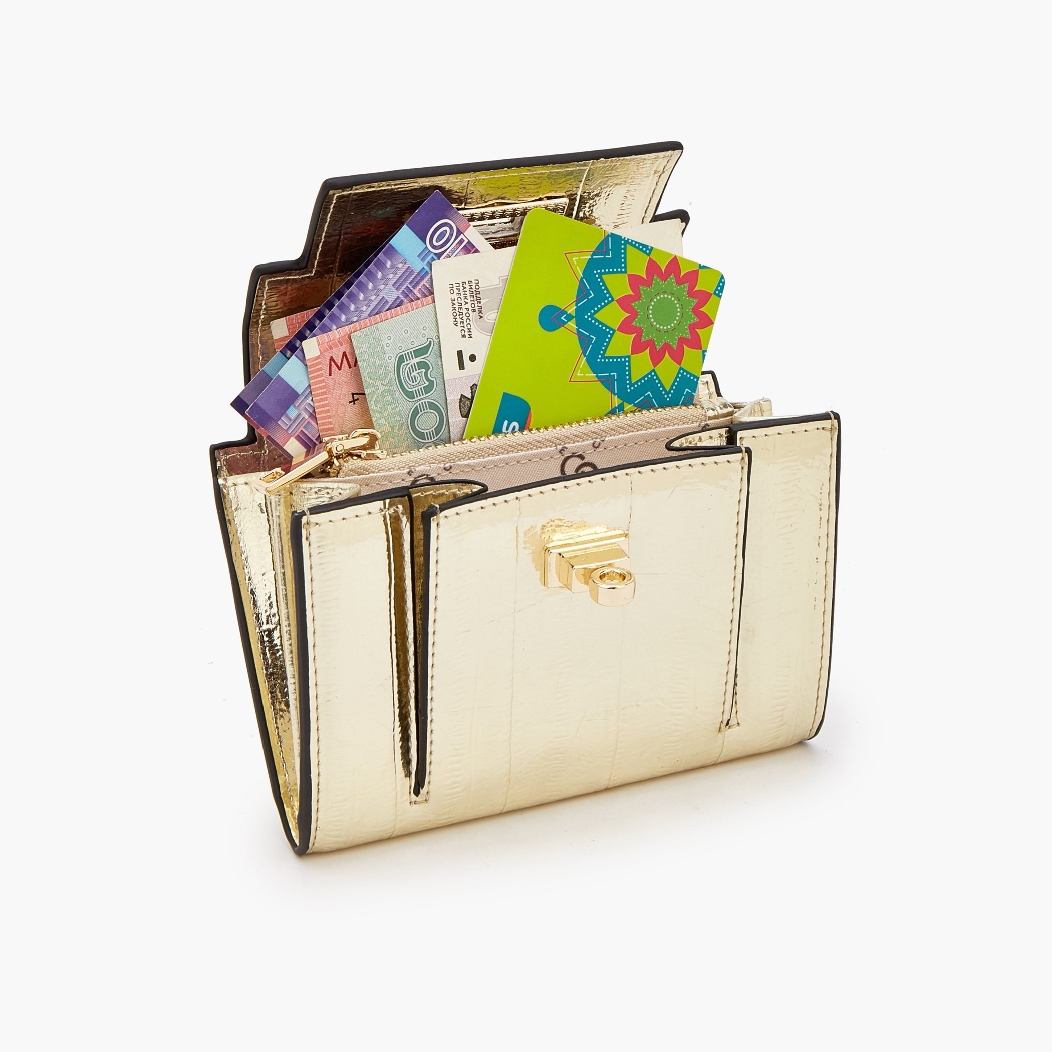 محفظة سيليست بنقشة بارزة وقفل دوار أنيق-women-bagsandwallets-wallets-image-7