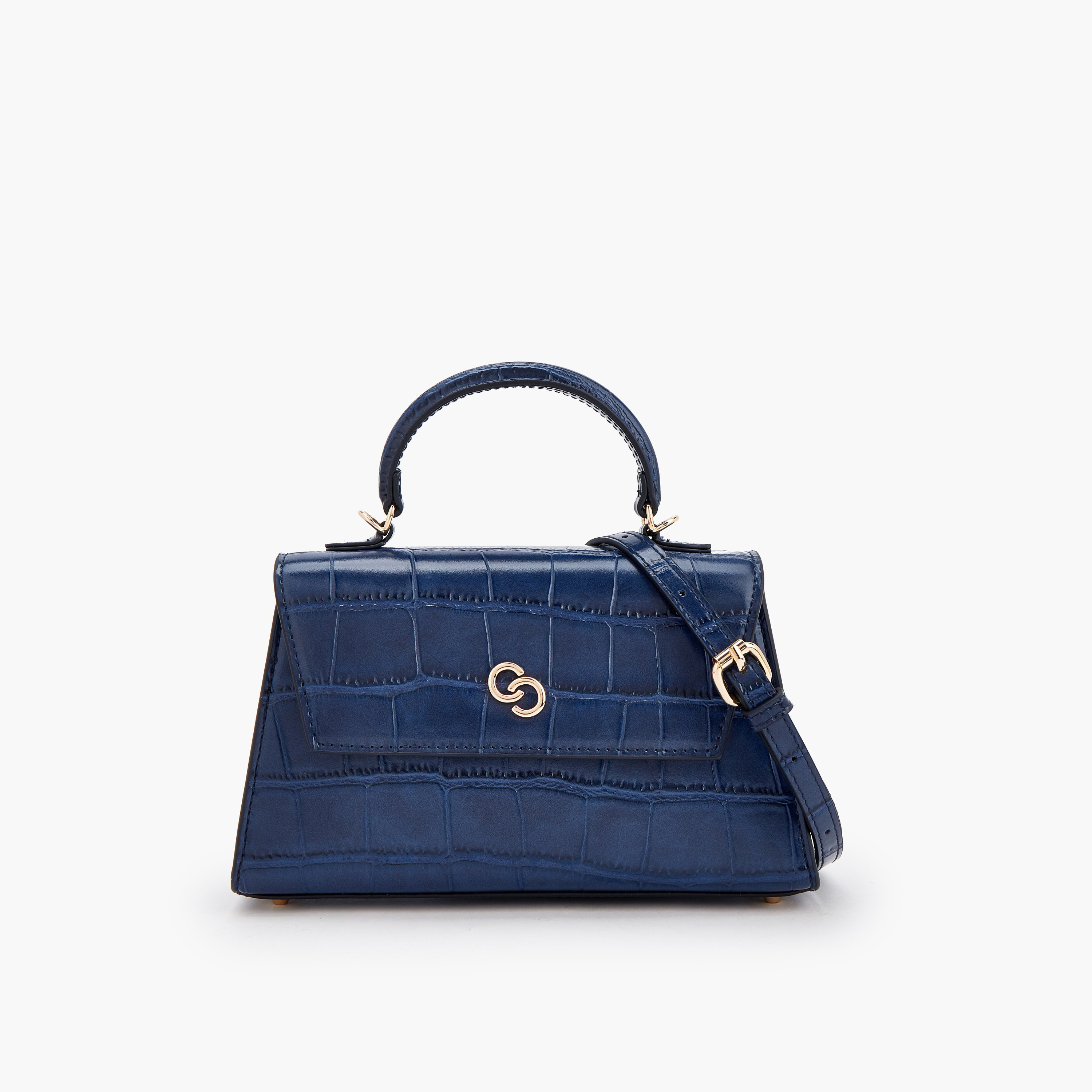 Celeste Textured Satchel Bag with Button Closure-women-bagsandwallets-handbags-image-1