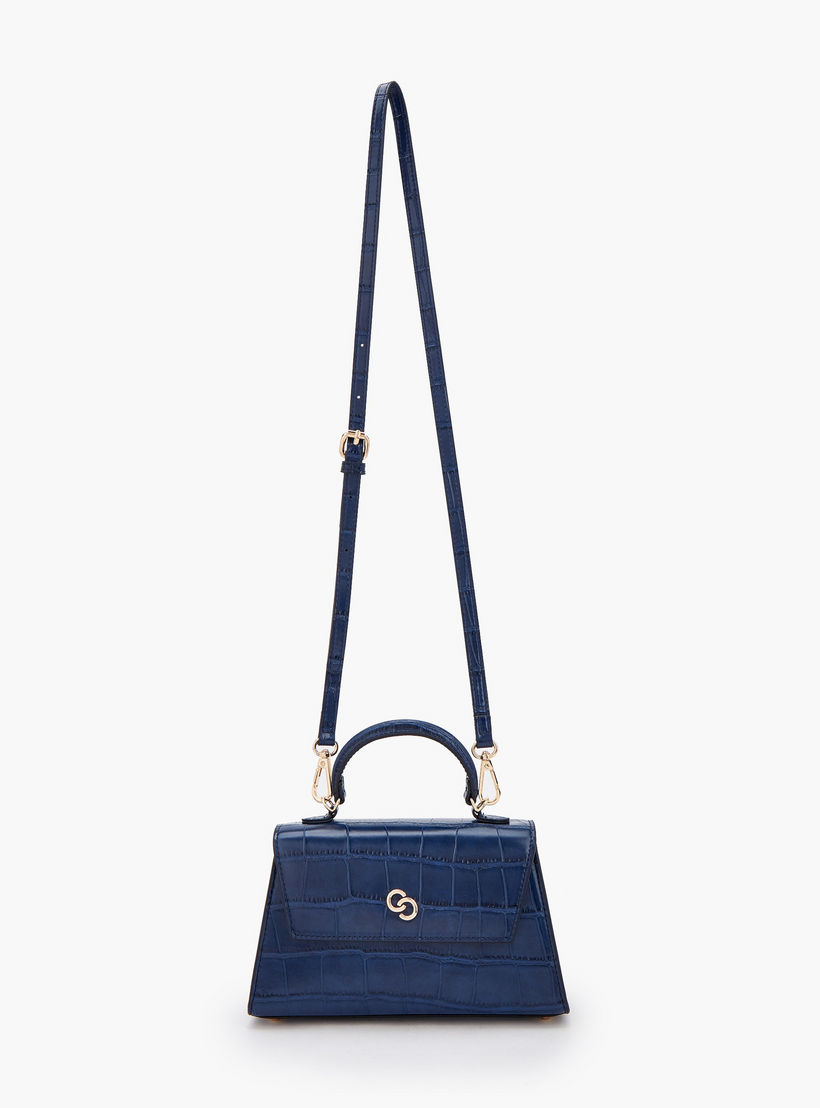 Celeste Textured Satchel Bag with Button Closure-women-bagsandwallets-handbags-image-2