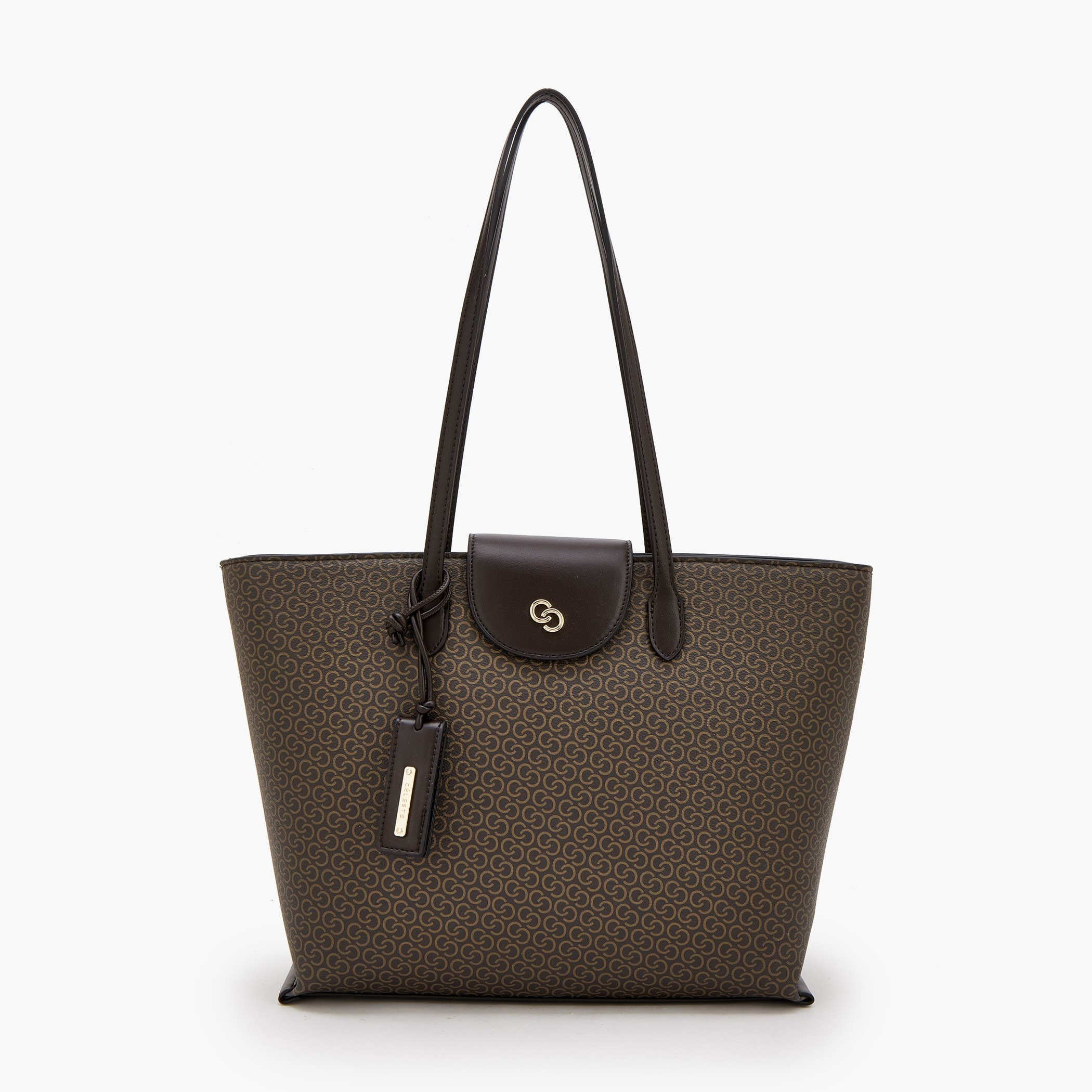 حقيبة توت بطبعات مونوجرام وسحاب إغلاق من سيليست-women-bagsandwallets-handbags-image-1