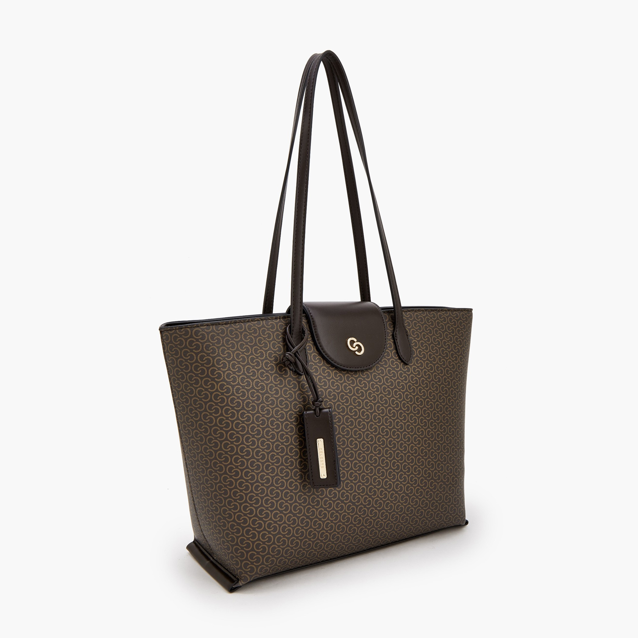 حقيبة توت بطبعات مونوجرام وسحاب إغلاق من سيليست-women-bagsandwallets-handbags-image-2