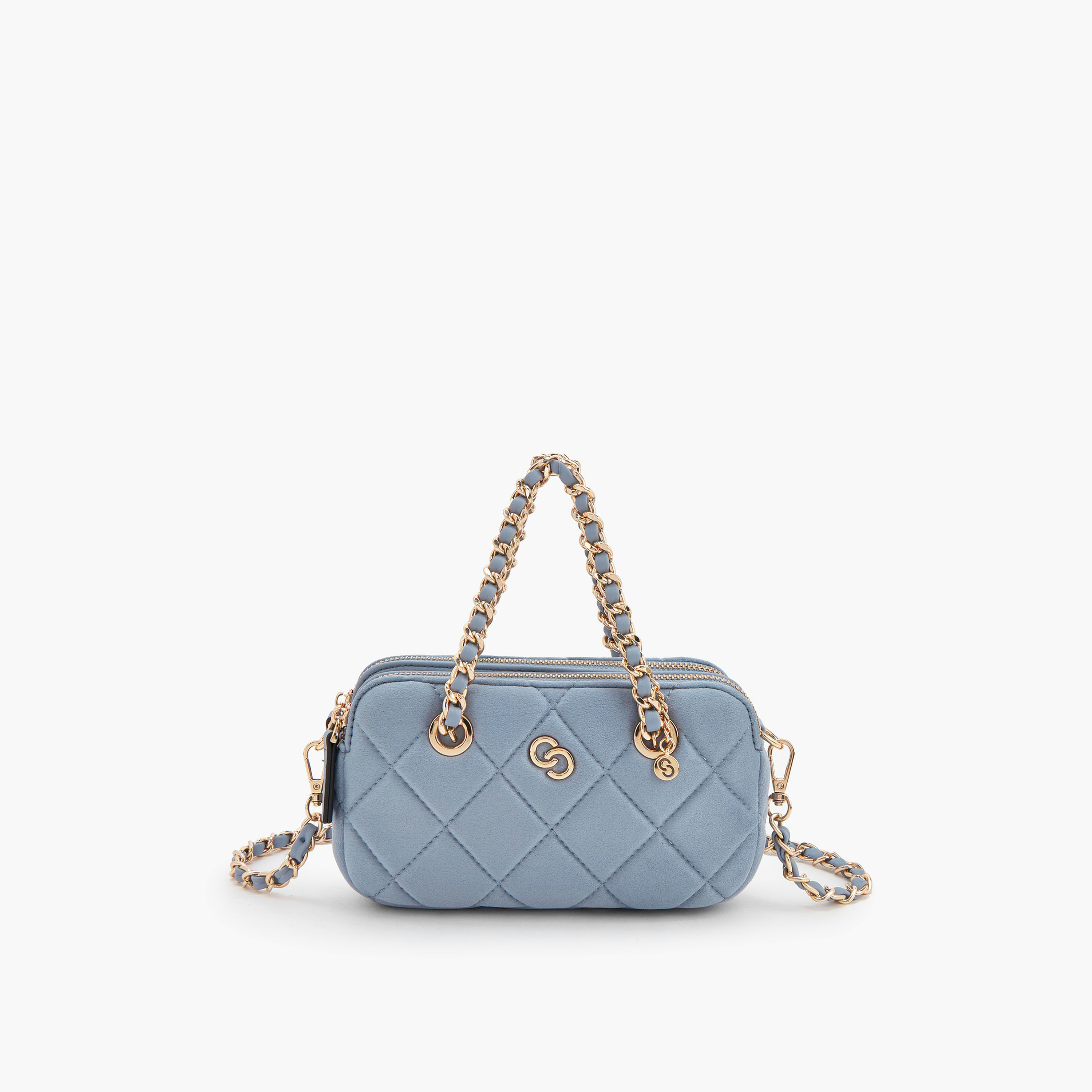 Celeste Quilted Suede Crossbody Bag with Chain Strap-women-bagsandwallets-handbags-image-1