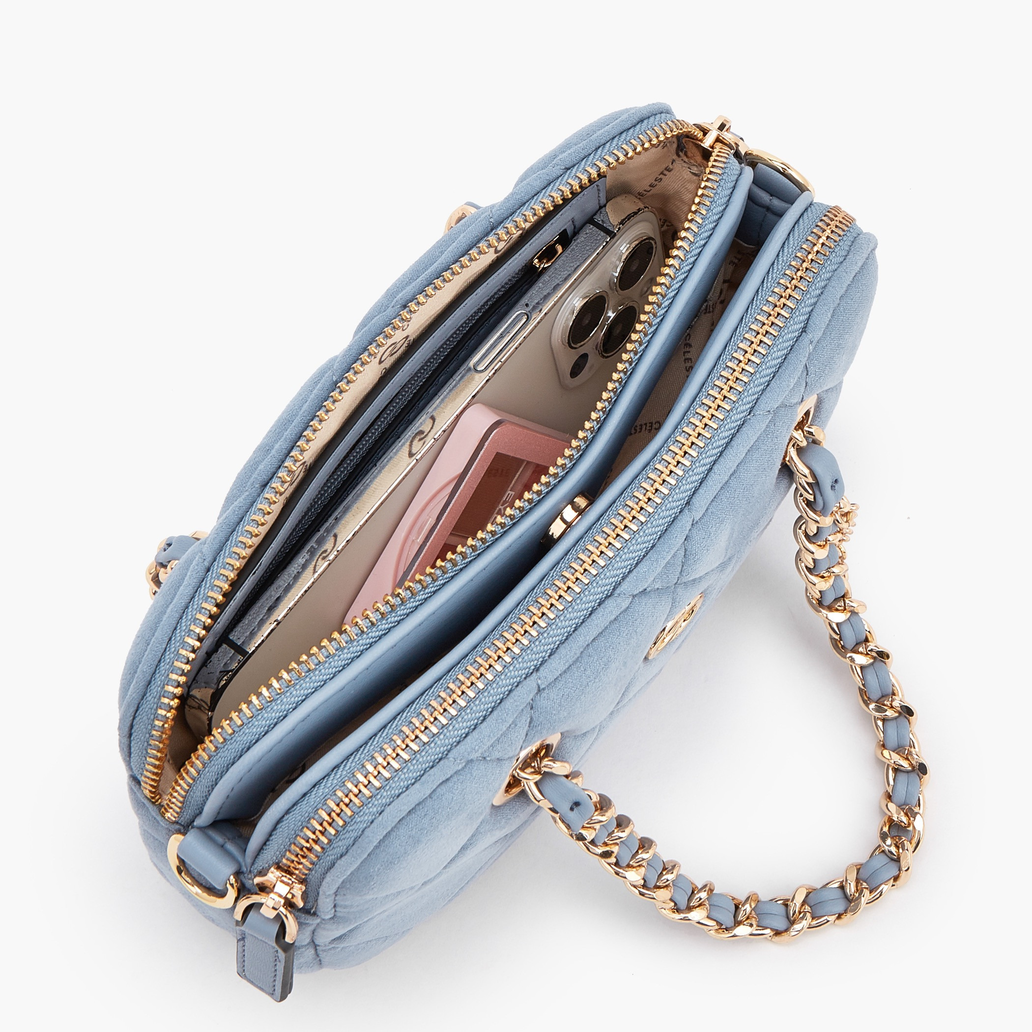 Celeste Quilted Suede Crossbody Bag with Chain Strap-women-bagsandwallets-handbags-image-7