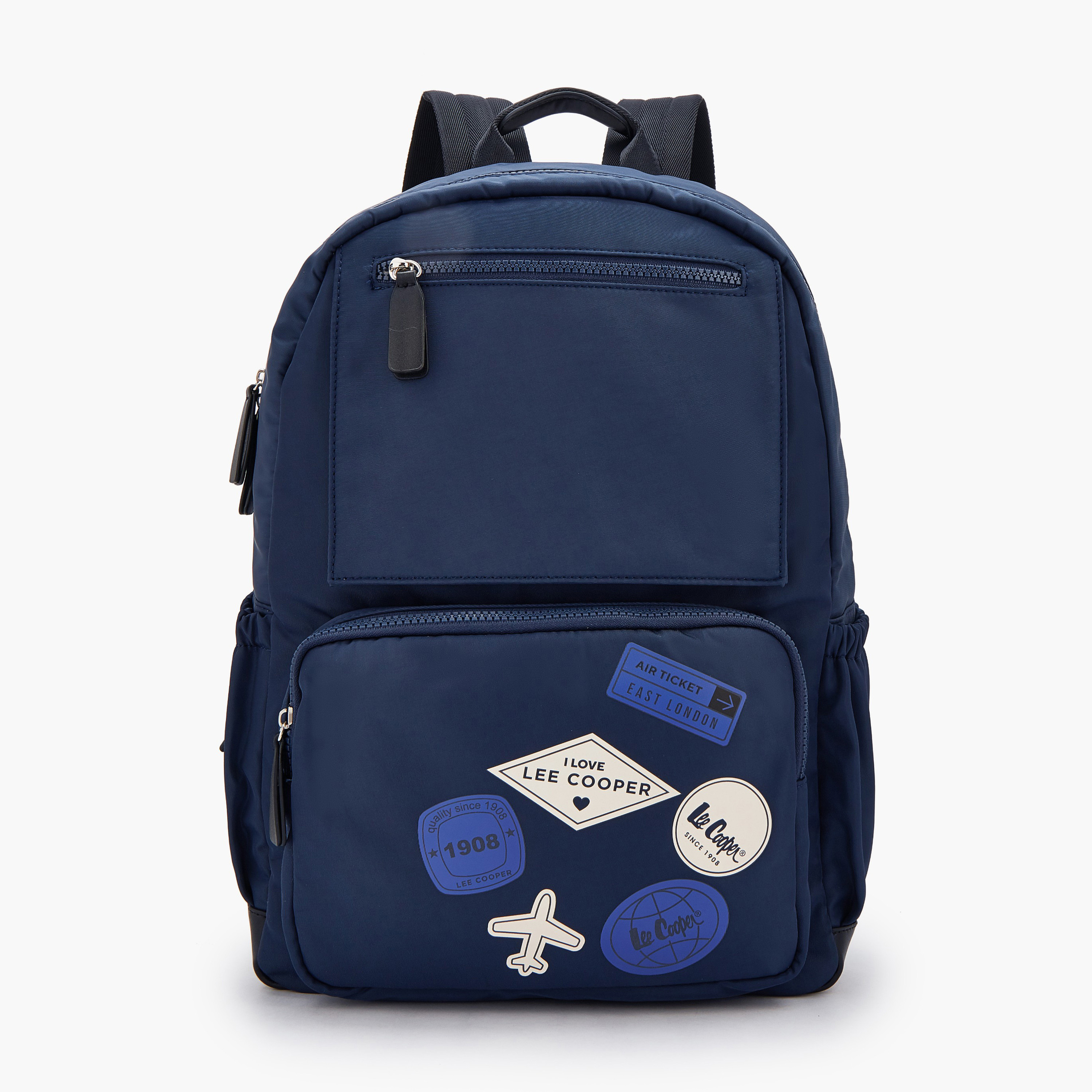 Lee Cooper Logo Print Backpack with Padded Straps-women-bagsandwallets-backpacks-image-1