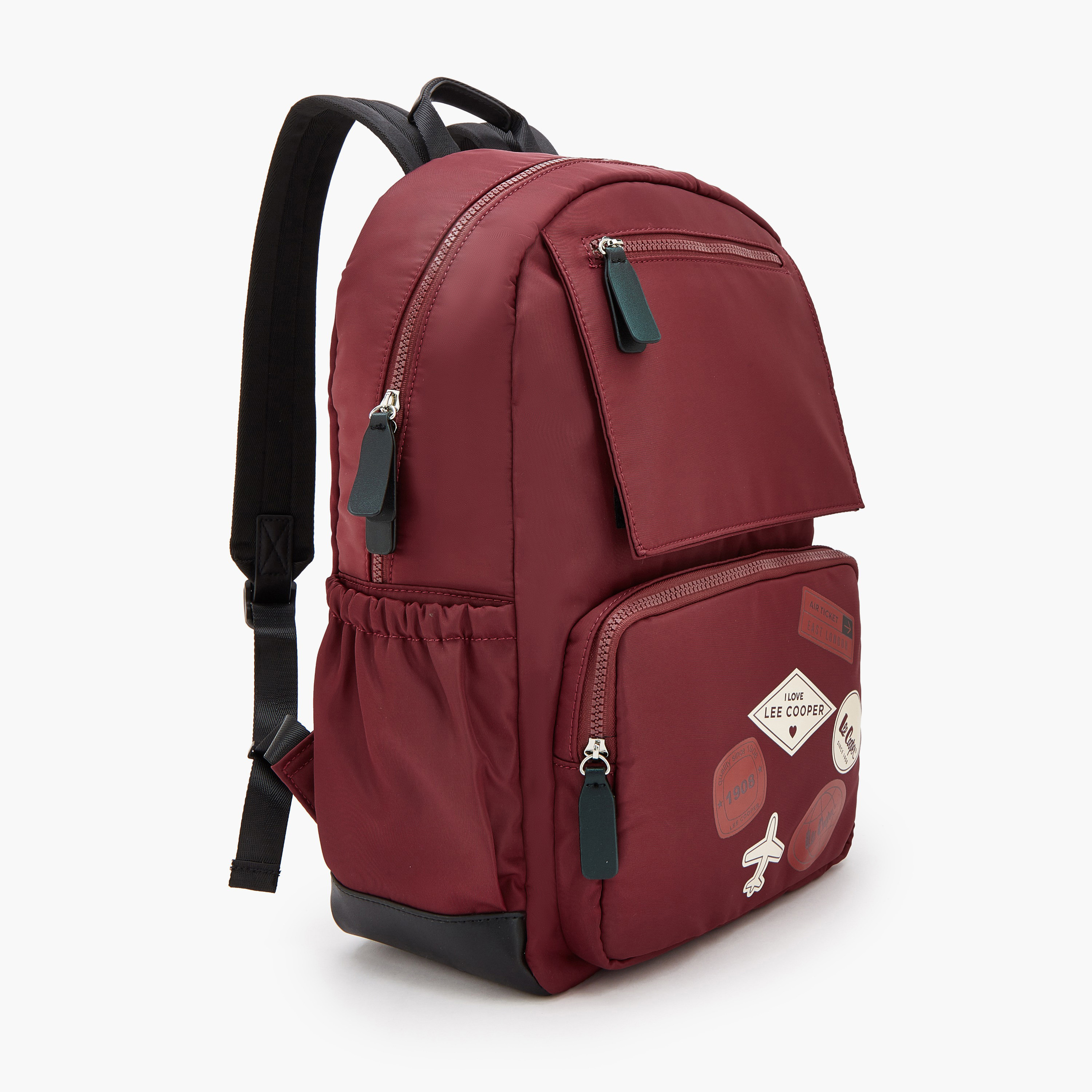 Lee Cooper Logo Print Backpack with Padded Straps-women-bagsandwallets-backpacks-image-2
