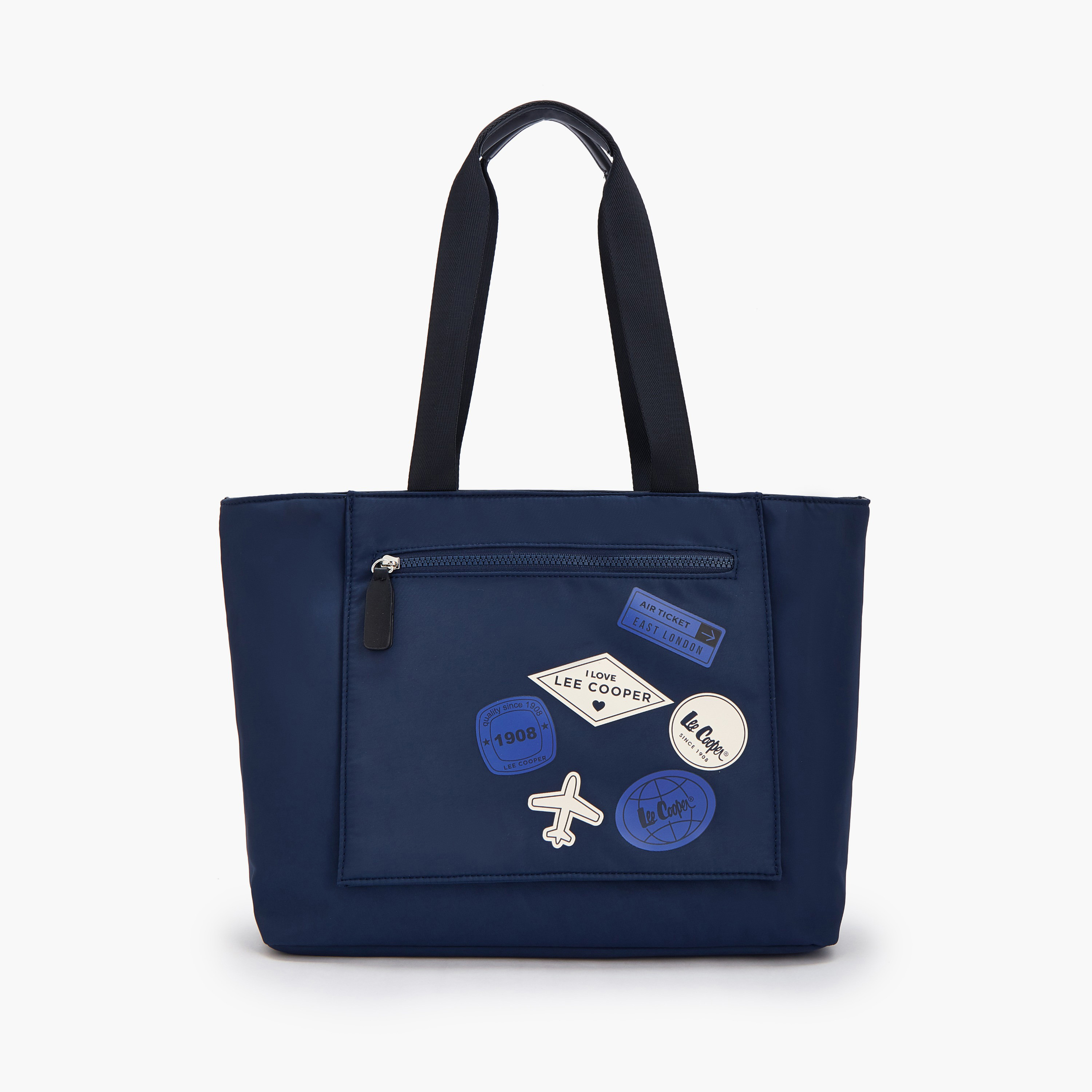 Lee Cooper Printed Tote Bag with Zip Pocket-women-bagsandwallets-handbags-image-1