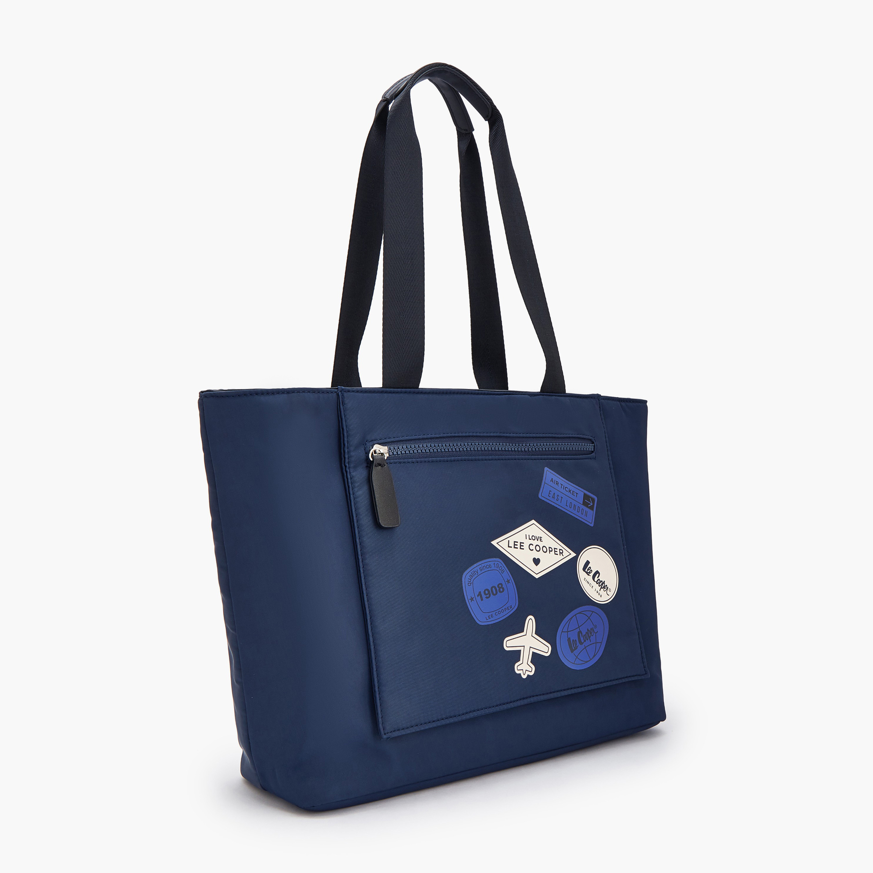 Lee Cooper Printed Tote Bag with Zip Pocket-women-bagsandwallets-handbags-image-3