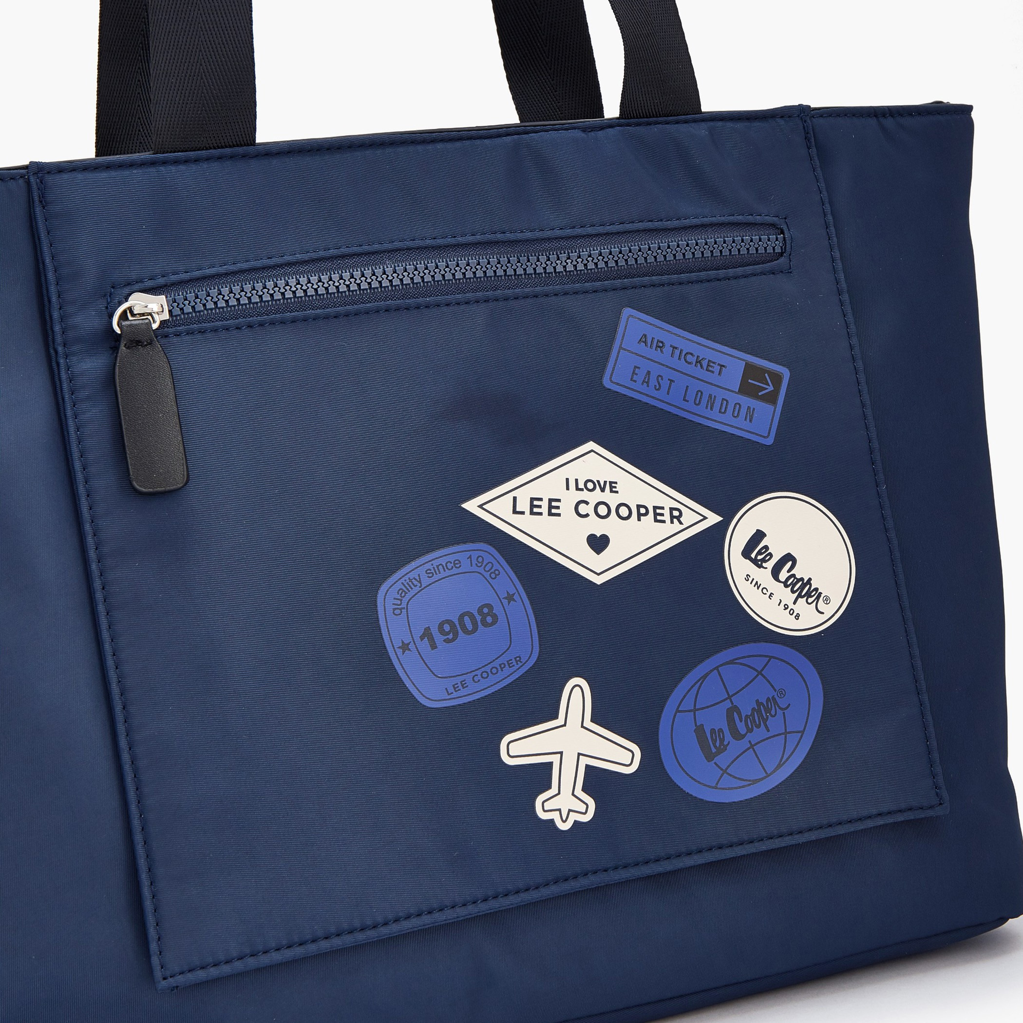 Lee Cooper Printed Tote Bag with Zip Pocket-women-bagsandwallets-handbags-image-4