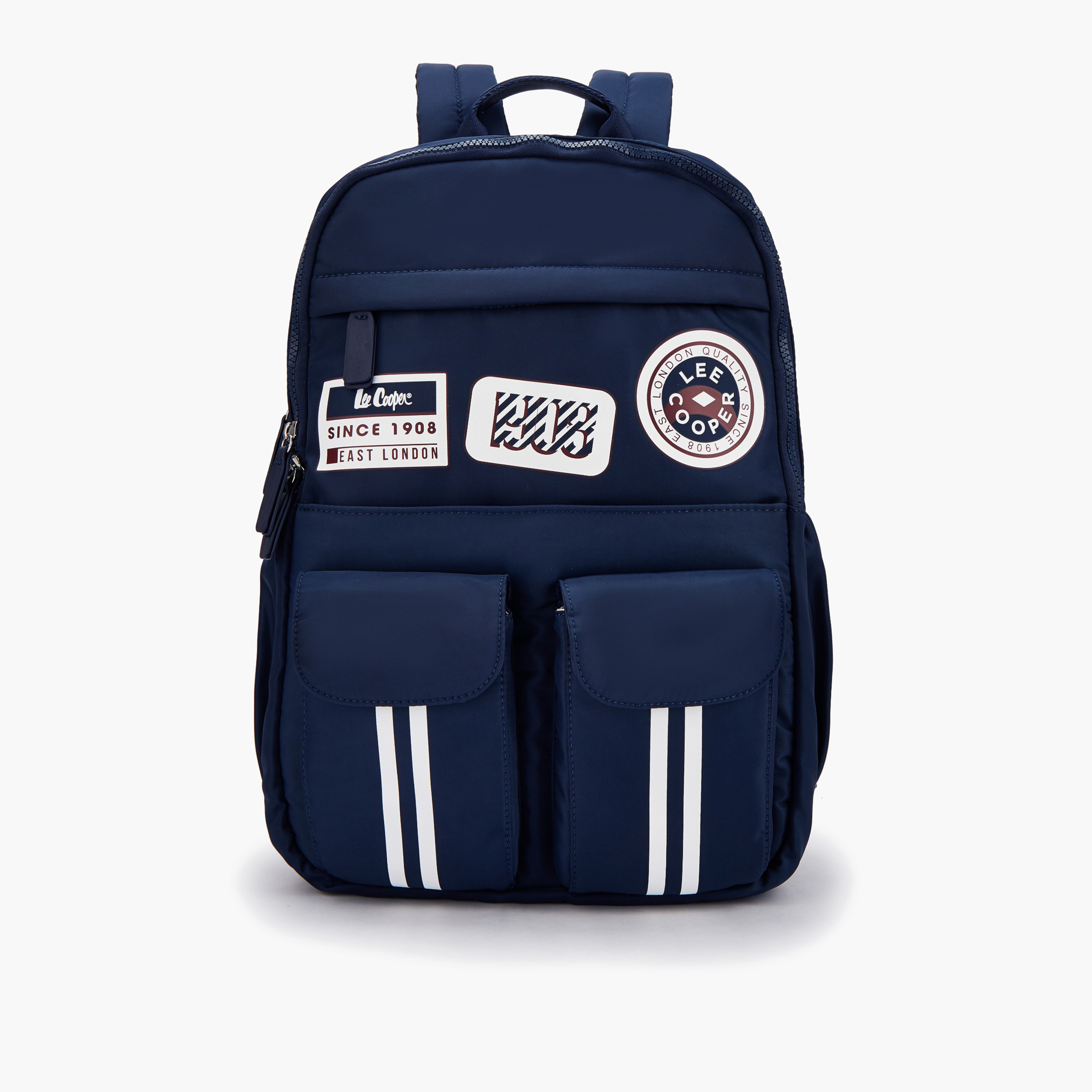 Lee Cooper Logo Print Backpack with Padded Shoulder Straps-women-bagsandwallets-backpacks-image-1