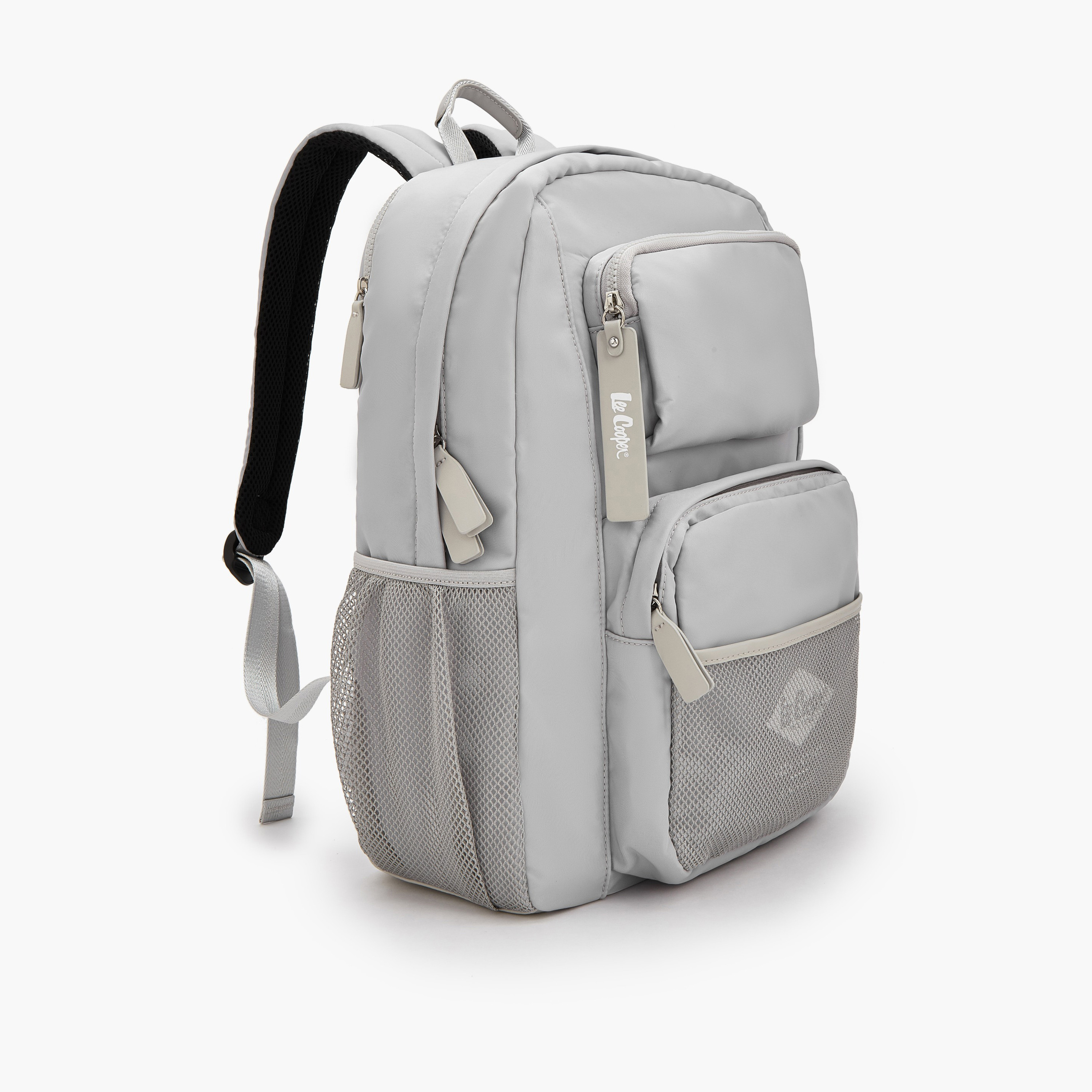 Lee Cooper Logo Print Backpack with Mesh Pocket-women-bagsandwallets-backpacks-image-2