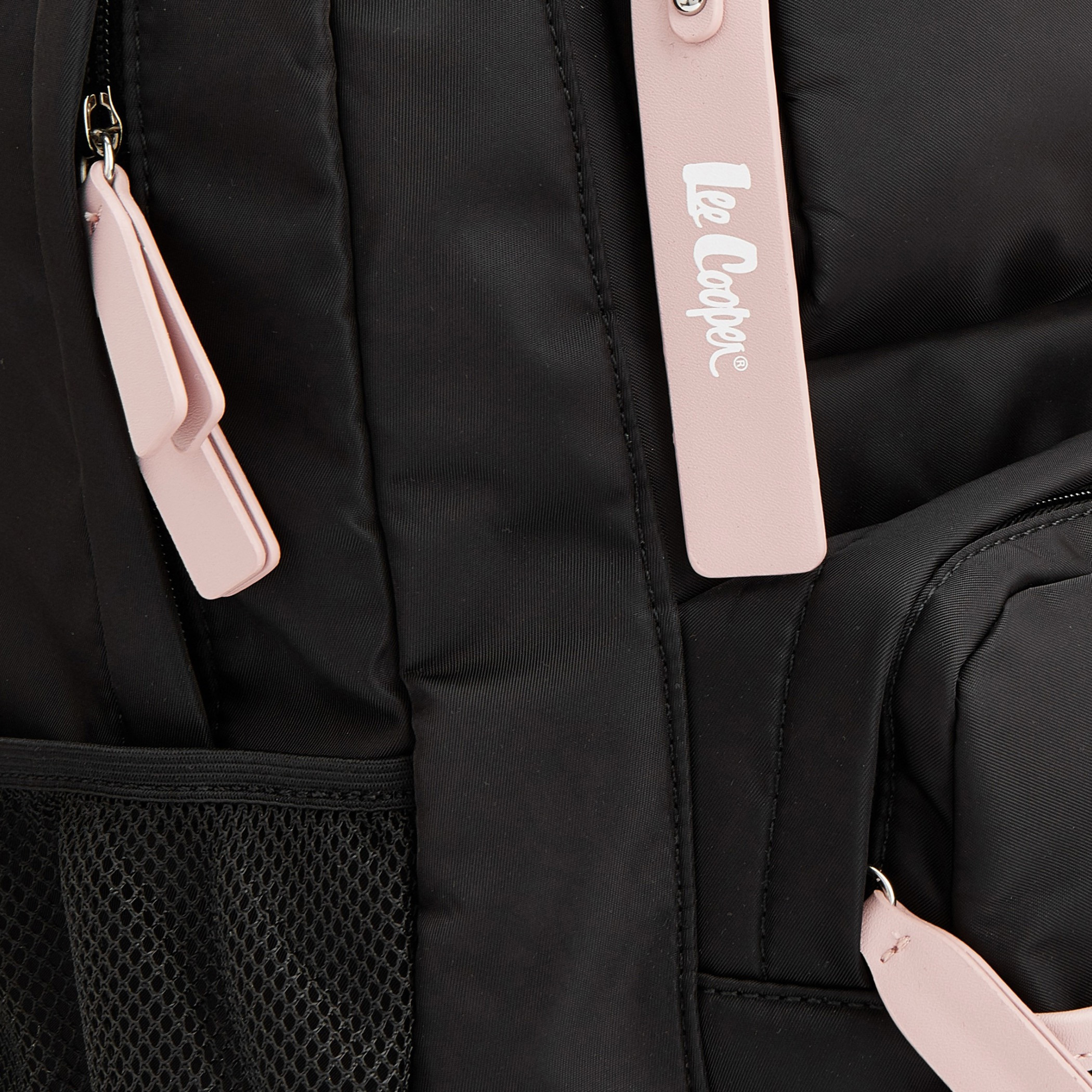 Lee Cooper Logo Print Backpack with Mesh Pocket-women-bagsandwallets-backpacks-image-4