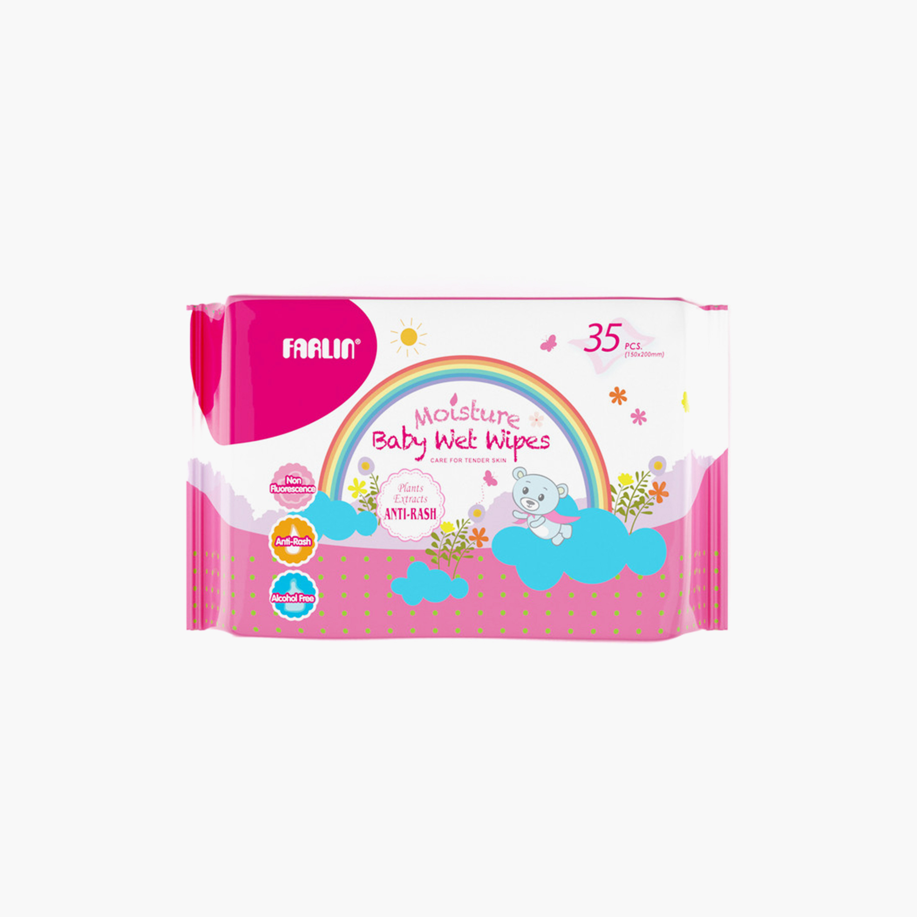 مناديل مبللة مرطبة مضادة للطفح الجلدي، 35 قطعة من فارلين-baby-diapering-babywipes-image-1
