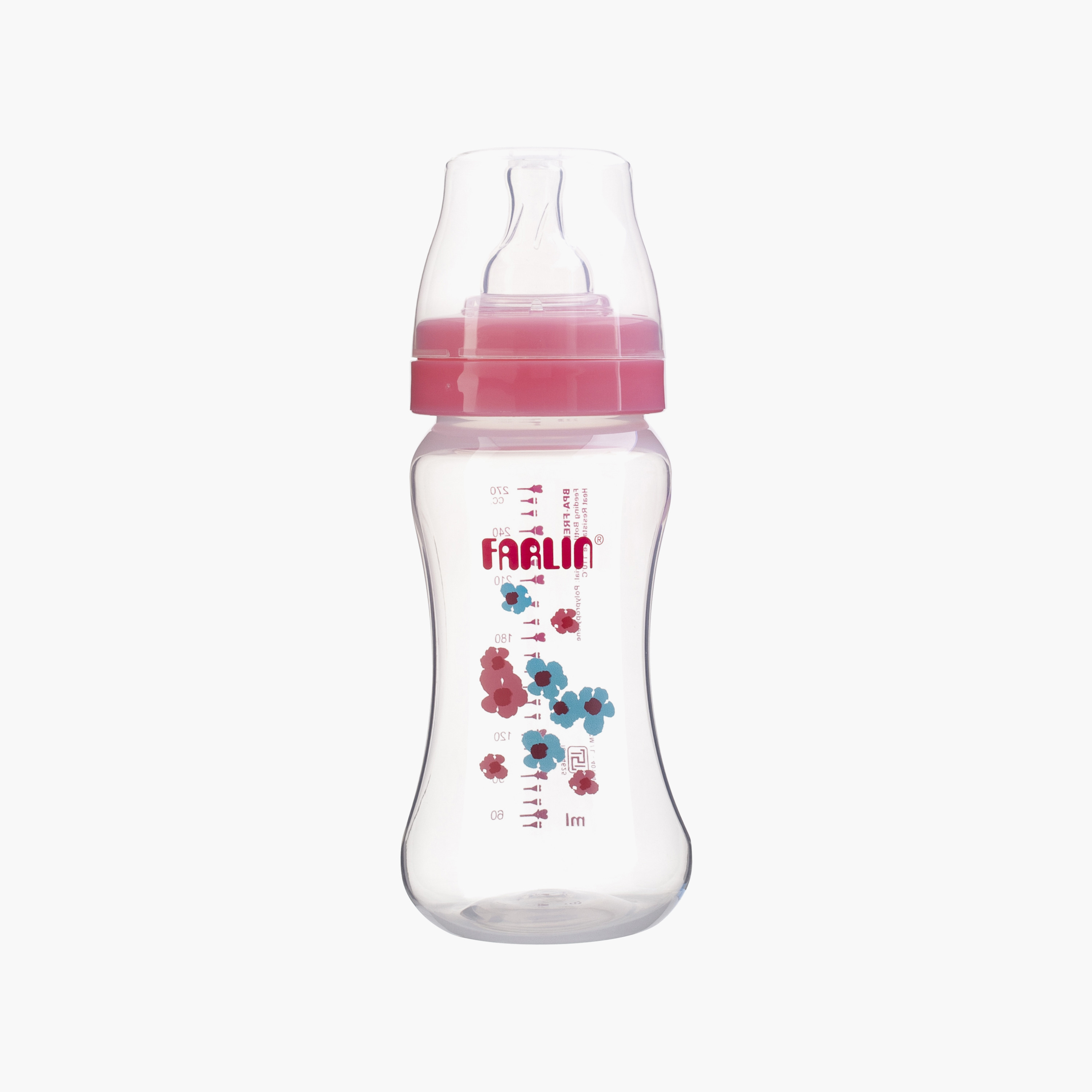 زجاجة رضاعة مضادة للمغص مع حلمة وغطاء - 270 مل - وردي من فارلين-baby-feeding-feedingbottles-bottlesandteats-image-1