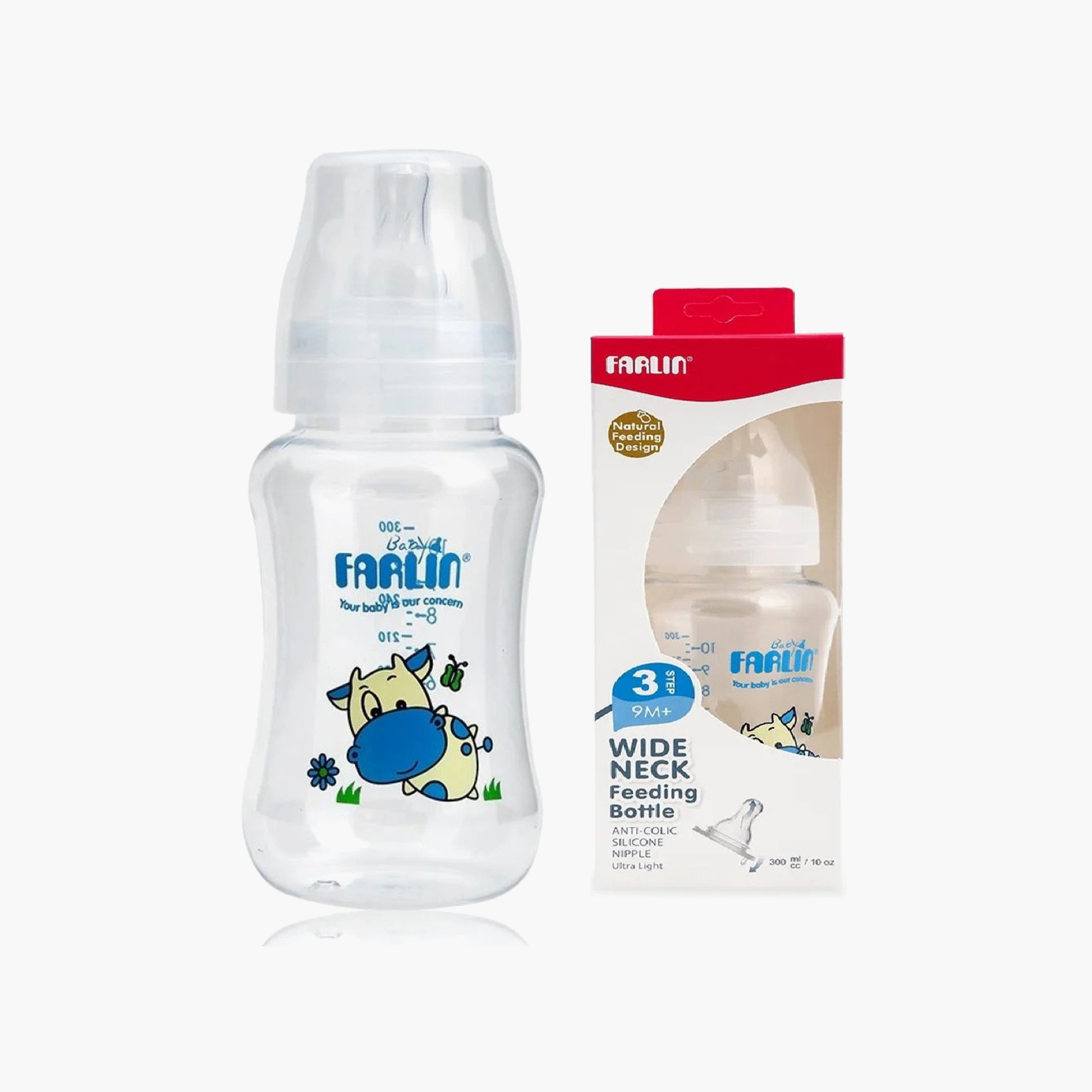 زجاجة رضاعة عنق عريض مع حلمة وغطاء - 300 مل من فارلين-baby-feeding-feedingbottles-bottlesandteats-image-3