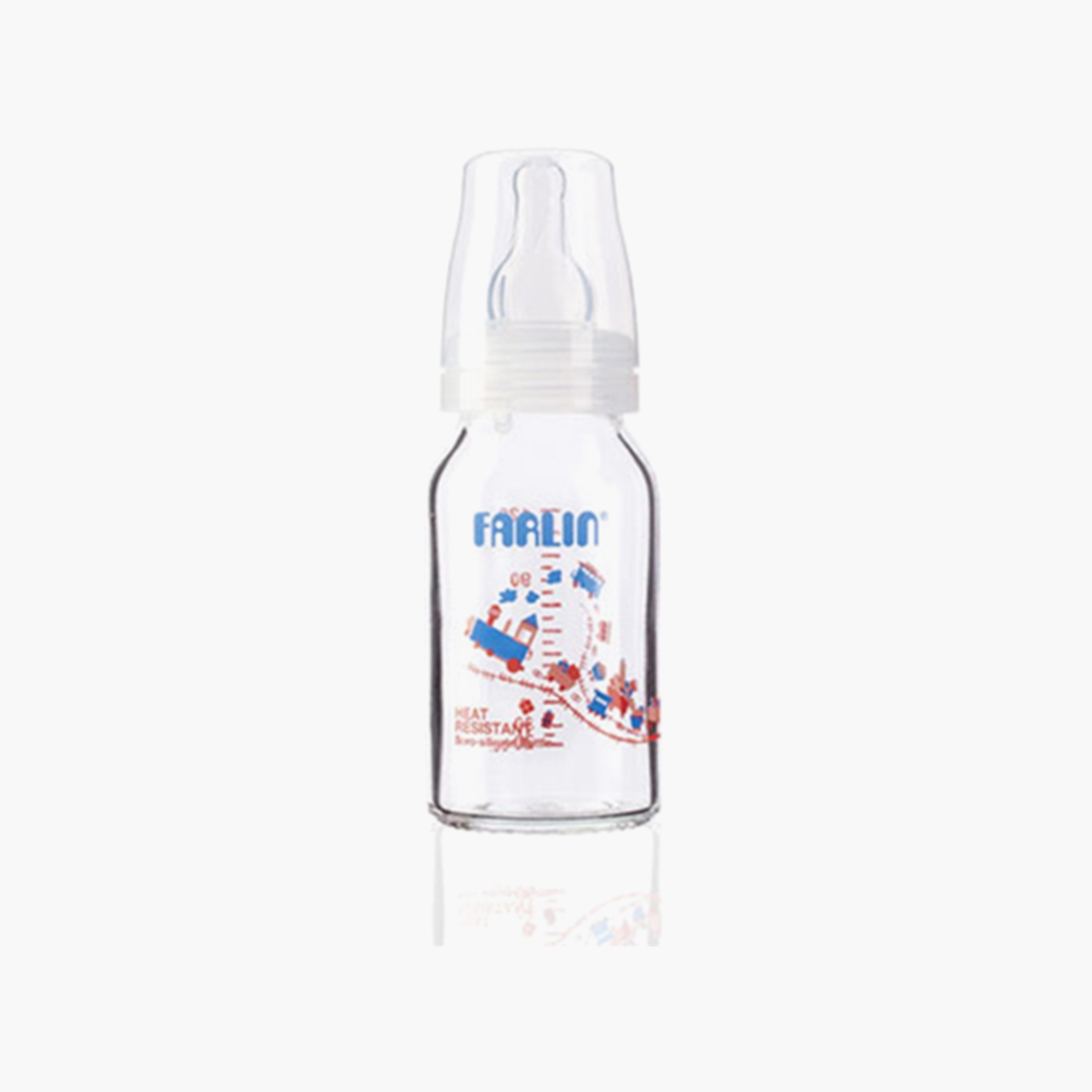 Farlin Resistant Glass Feeding Bottle with Teat & Cap - 120 ml-baby-feeding-feedingbottles-bottlesandteats-image-1