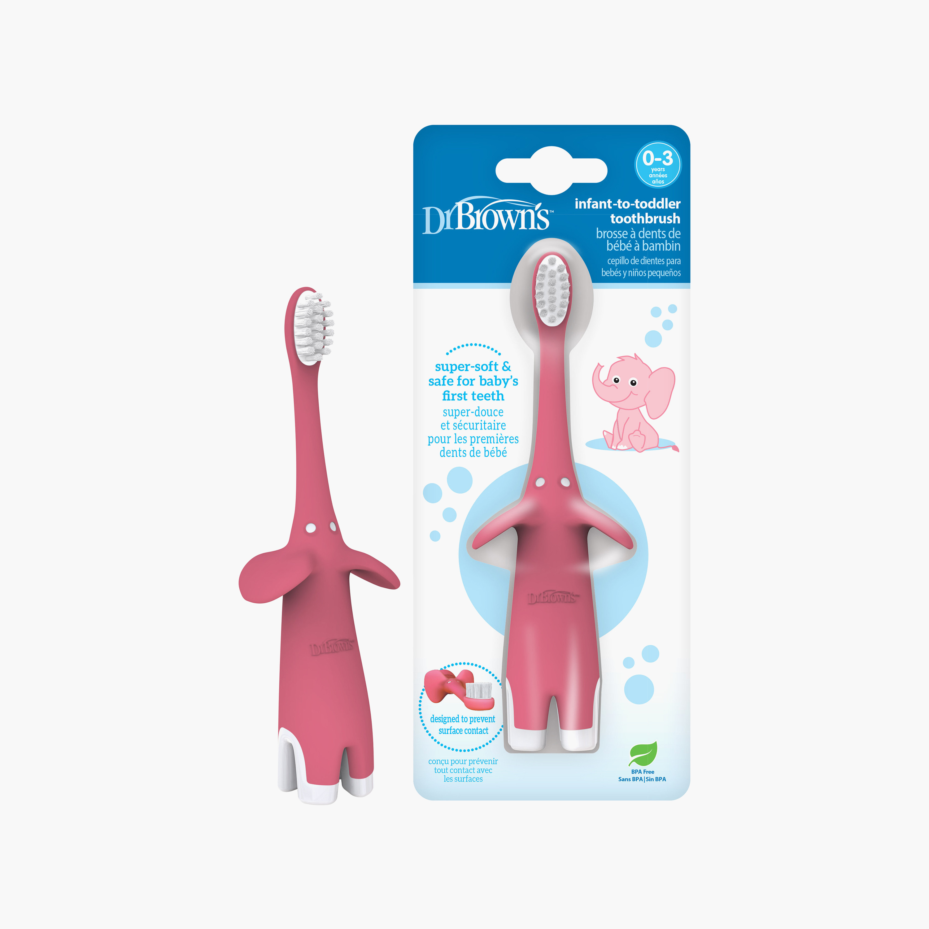 Dr. Brown's Infant-to-Toddler Elephant BPA Free Toothbrush - Pink-baby-bathandcare-oralcare-teethanddentalcare-image-5