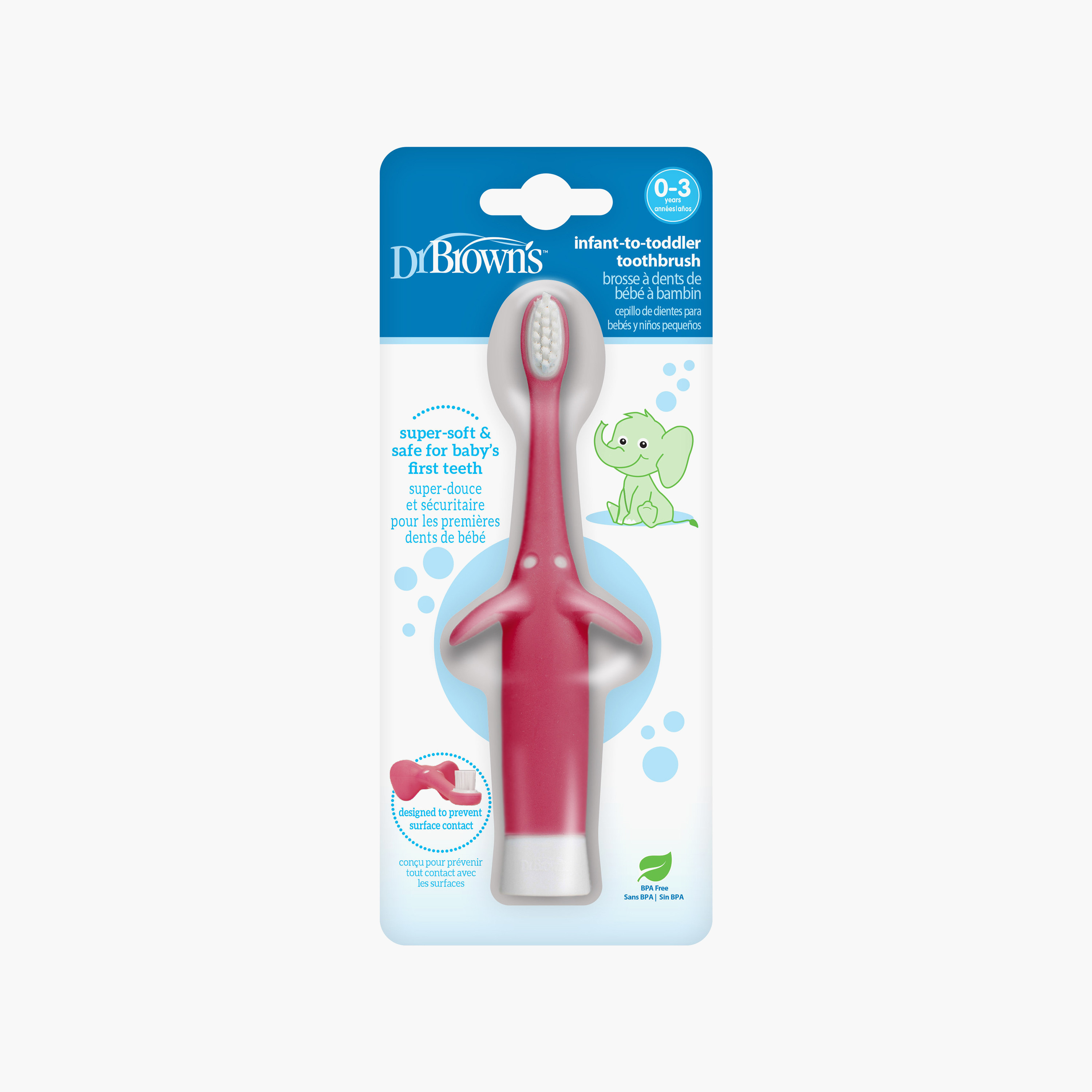 Dr. Brown's Infant-to-Toddler Elephant BPA Free Toothbrush - Pink-baby-bathandcare-oralcare-teethanddentalcare-image-6
