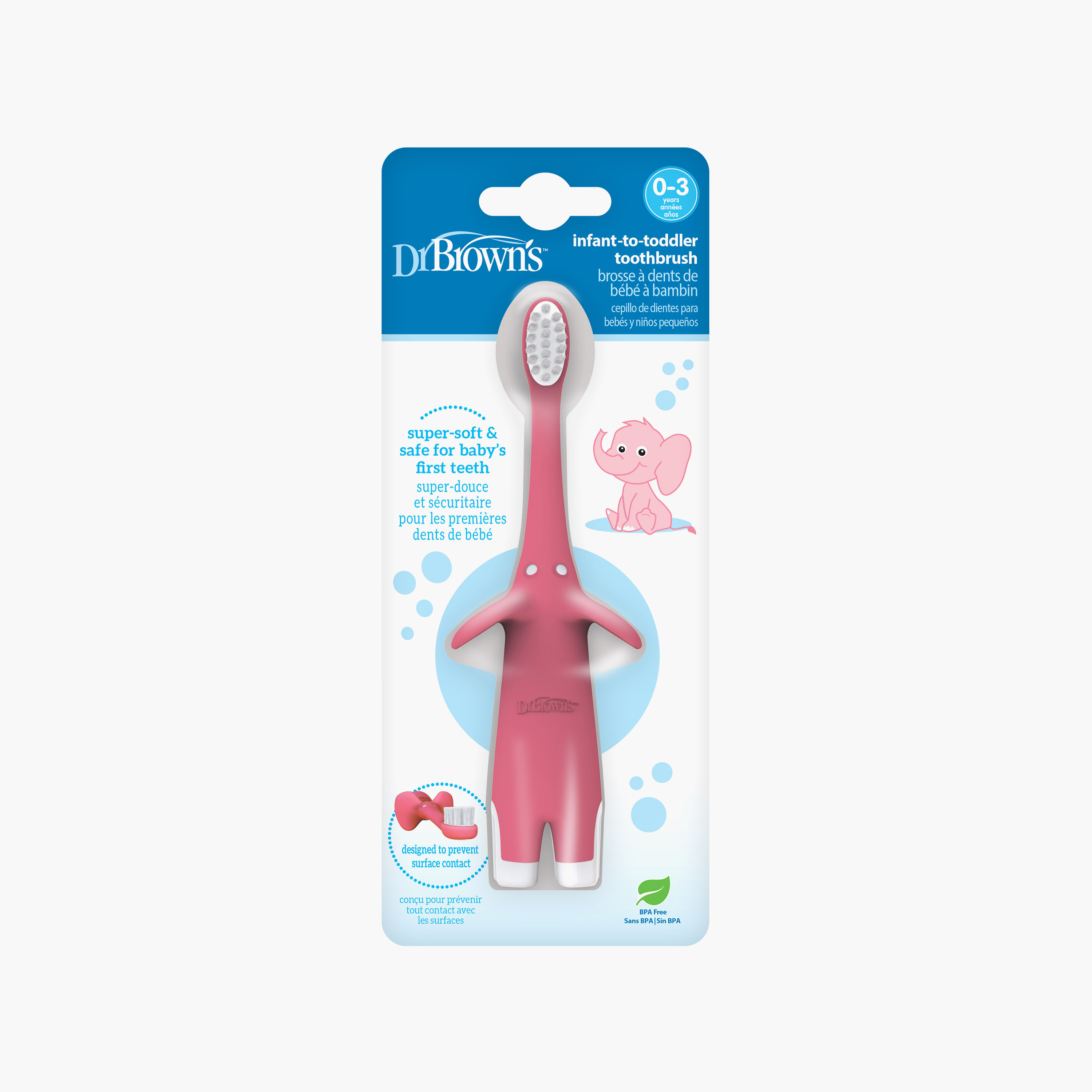 Dr. Brown's Infant-to-Toddler Elephant BPA Free Toothbrush - Pink-baby-bathandcare-oralcare-teethanddentalcare-image-7