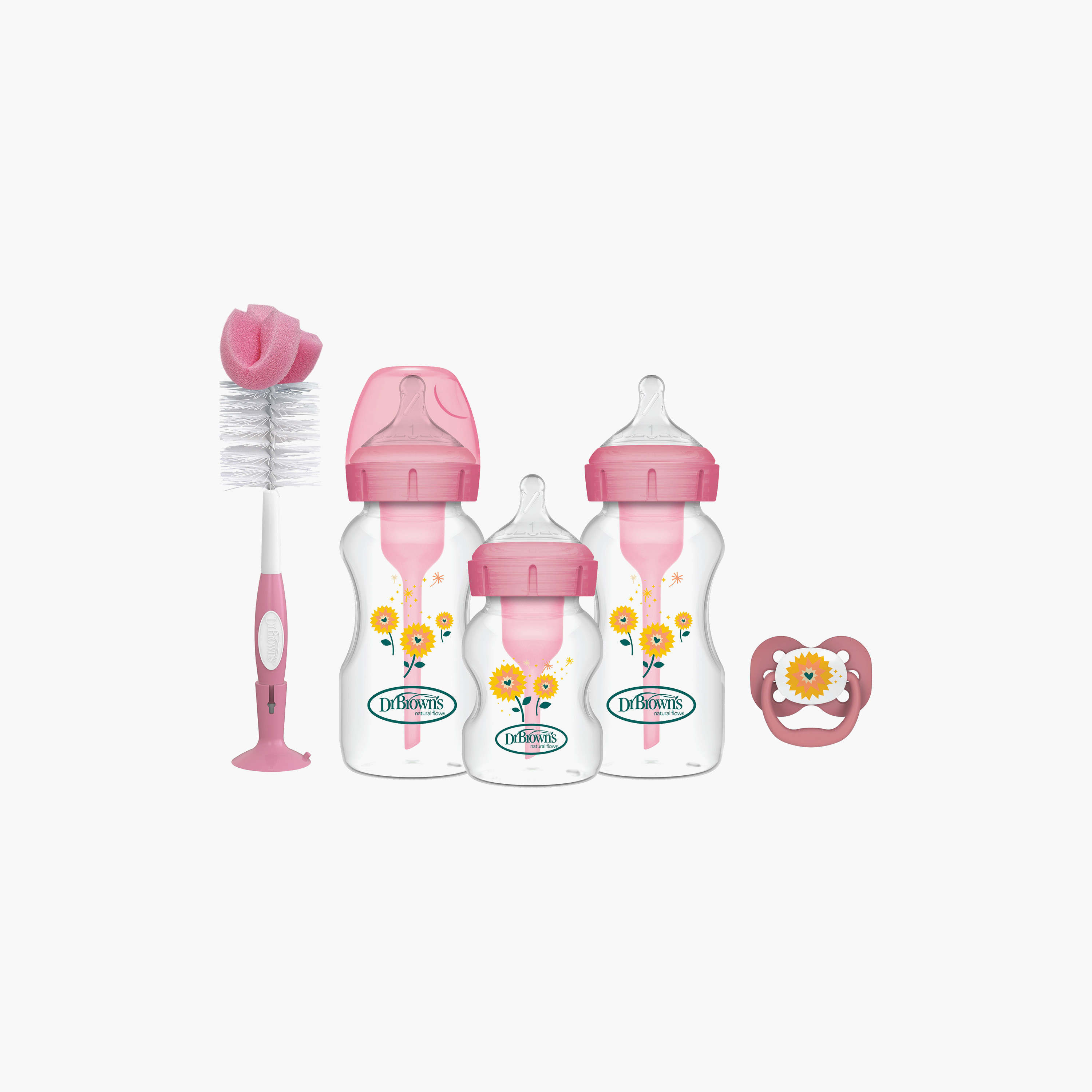 طقم رضّاعات "أوبشنز بلس" مضادة للمغص - وردي من دكتور براونز-baby-feeding-feedingbottles-bottlesandteats-image-1