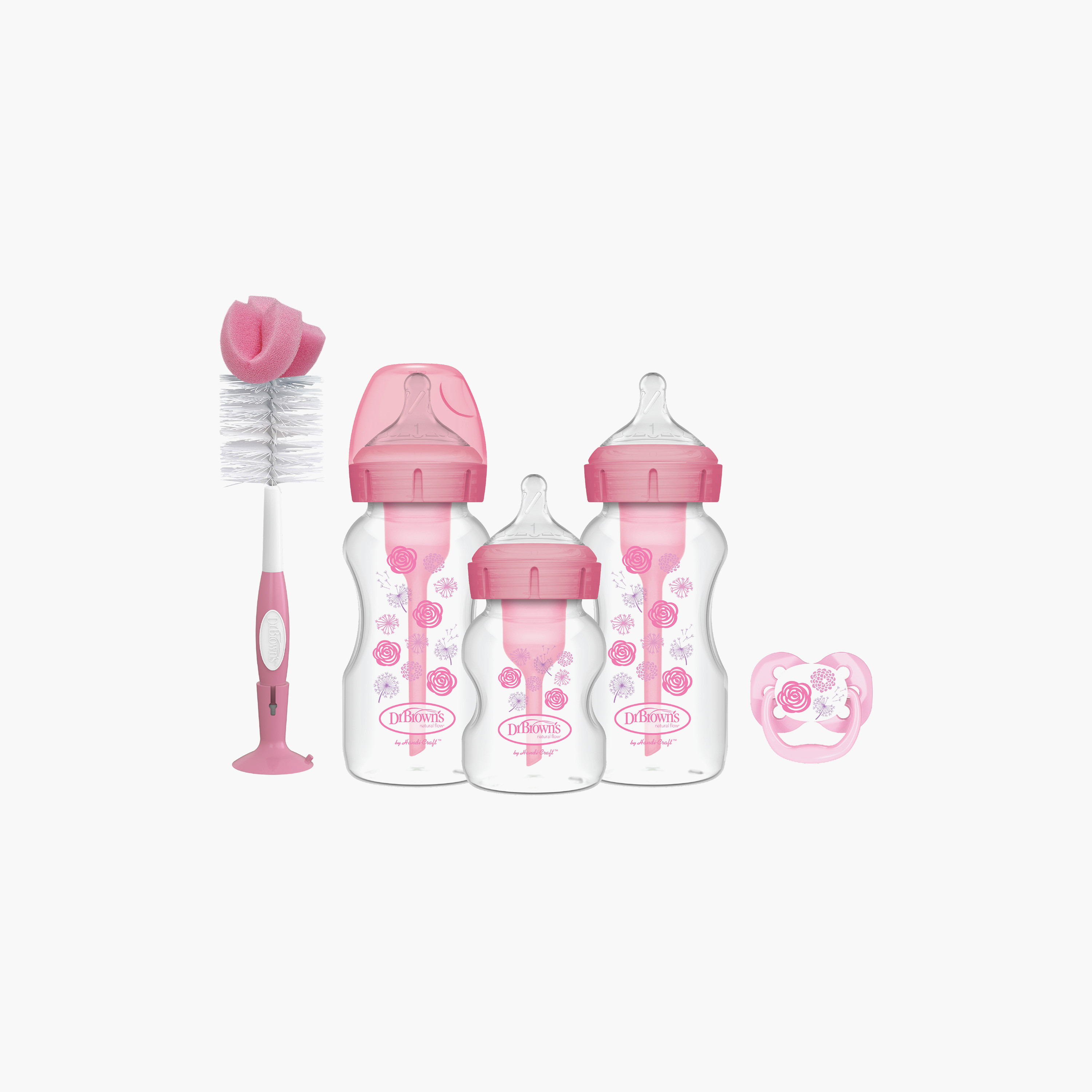 طقم رضّاعات "أوبشنز بلس" مضادة للمغص - وردي من دكتور براونز-baby-feeding-feedingbottles-bottlesandteats-image-2