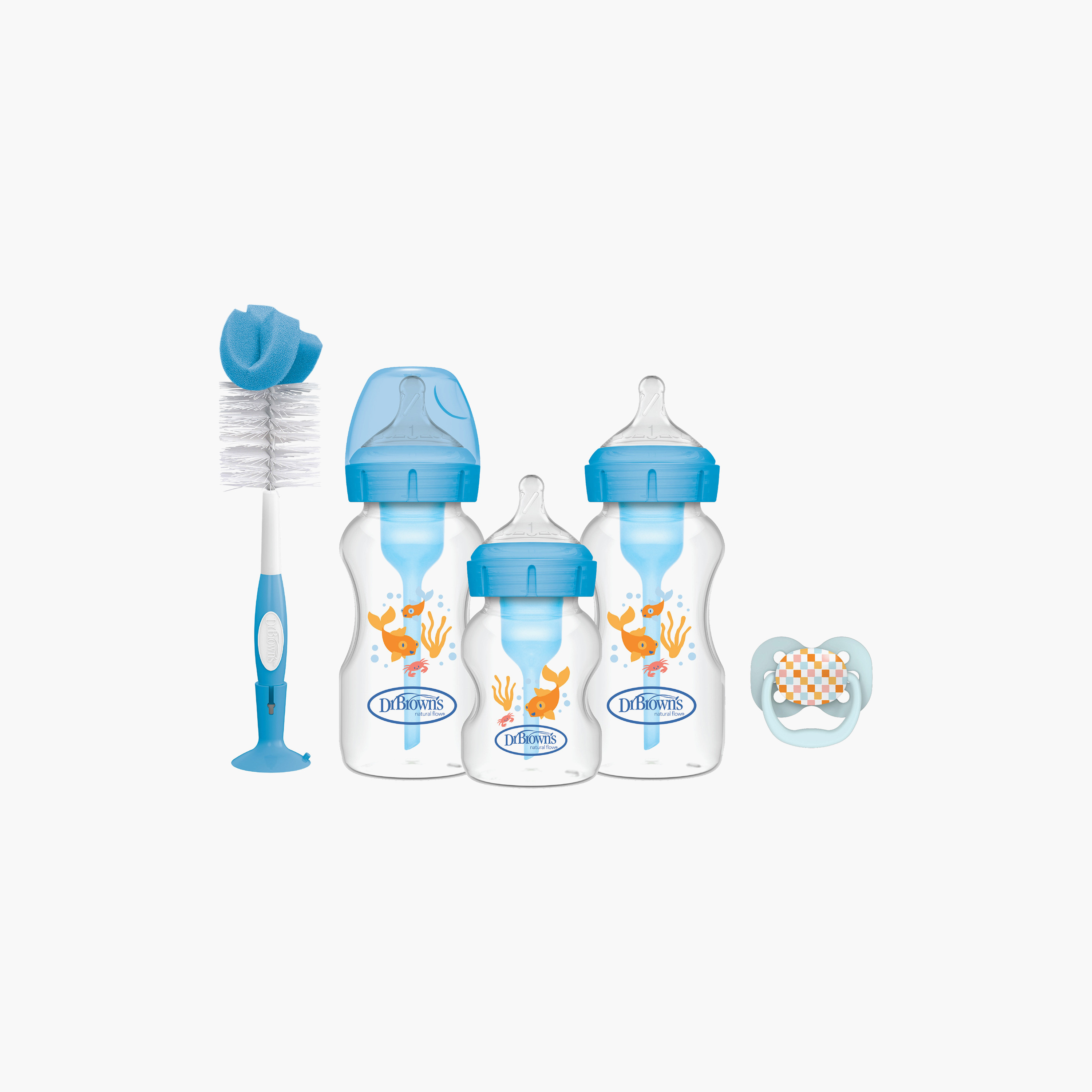 طقم رضّاعات "أوبشنز بلس" مضادة للمغص - أزرق من دكتور براونز-baby-feeding-feedingbottles-bottlesandteats-image-1