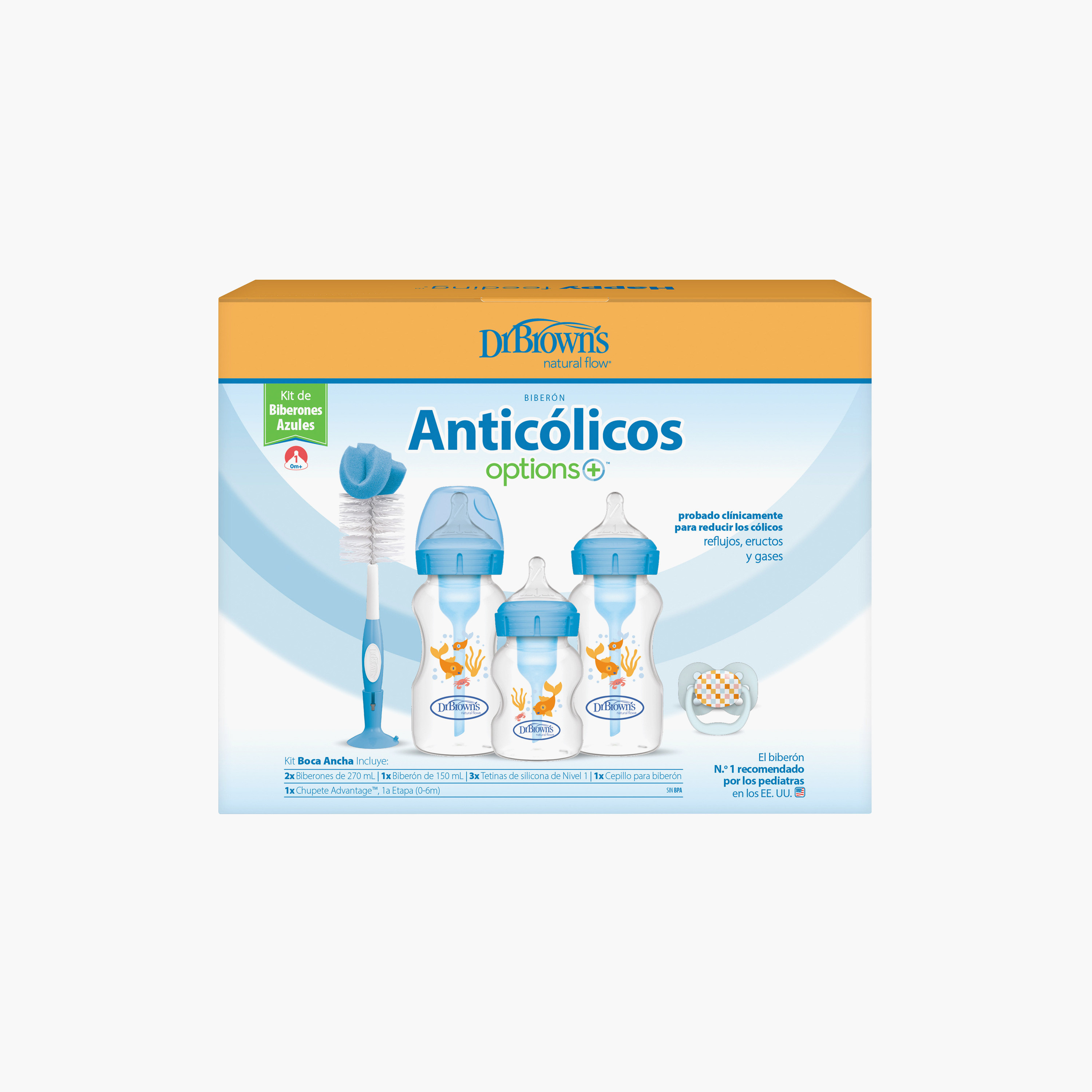 طقم رضّاعات "أوبشنز بلس" مضادة للمغص - أزرق من دكتور براونز-baby-feeding-feedingbottles-bottlesandteats-image-4