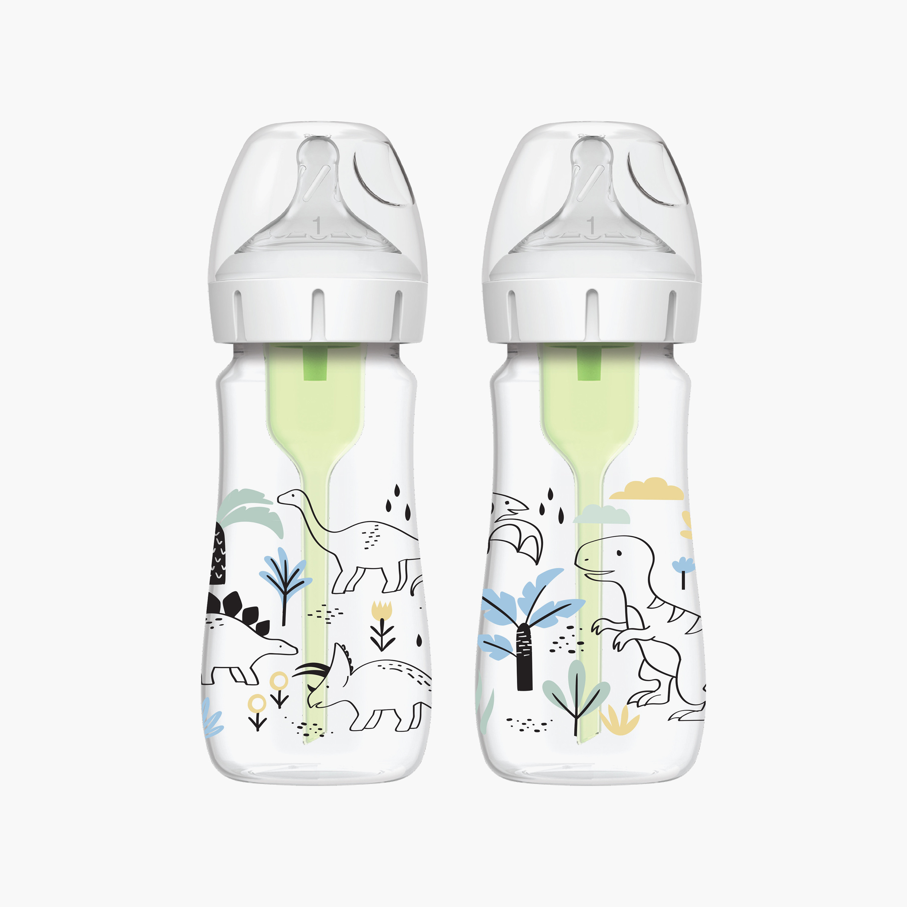 Dr. Brown's 2-Piece Dinosaur Anti-Colic Options+ Feeding Bottles with Teat & Cover - 270 ml-baby-feeding-feedingbottles-bottlesandteats-image-1