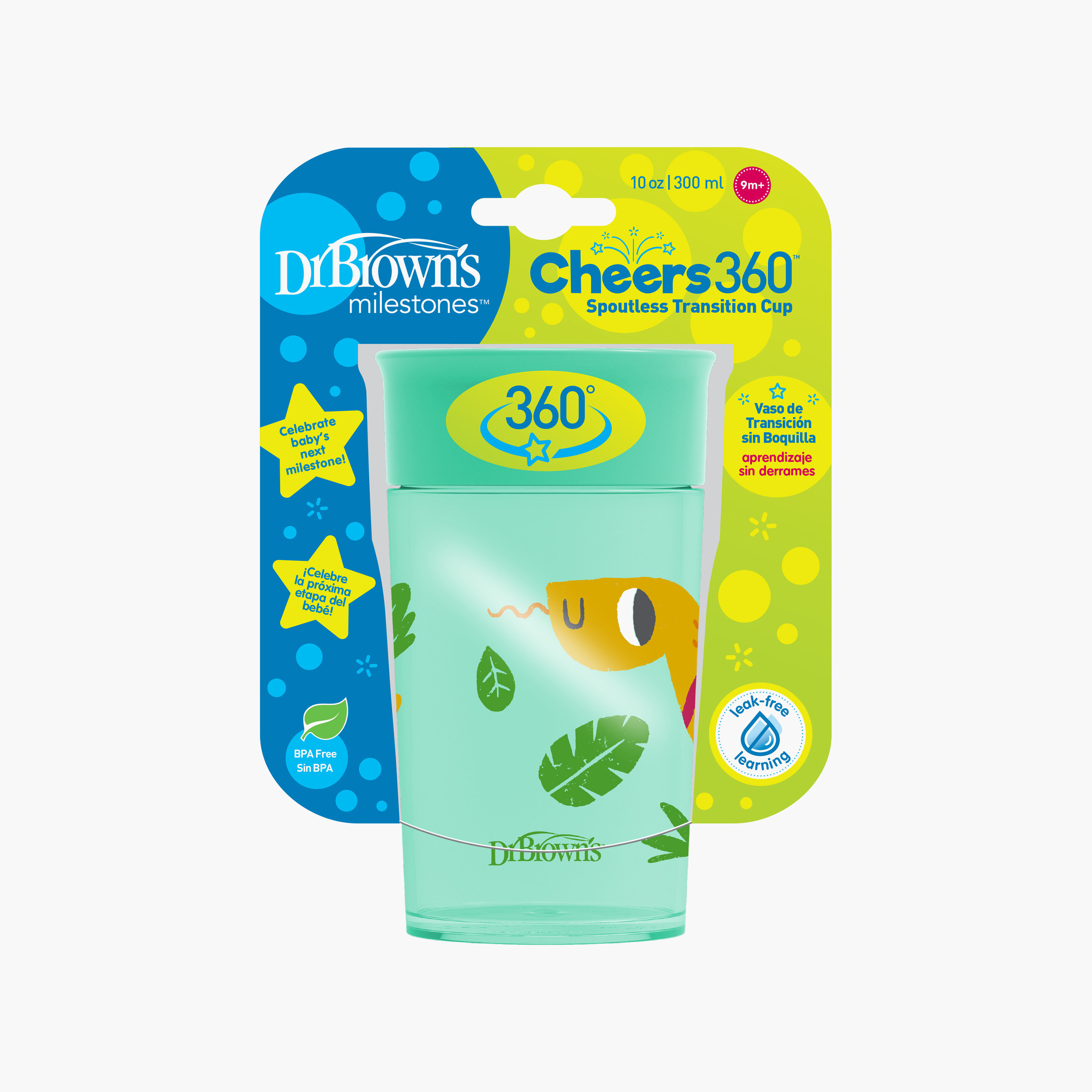 Dr. Brown's Leak-Free Cheers 360 Cup with Lid - 300 ml - Green - 9 Months+-baby-feeding-mealtimeessentials-image-2