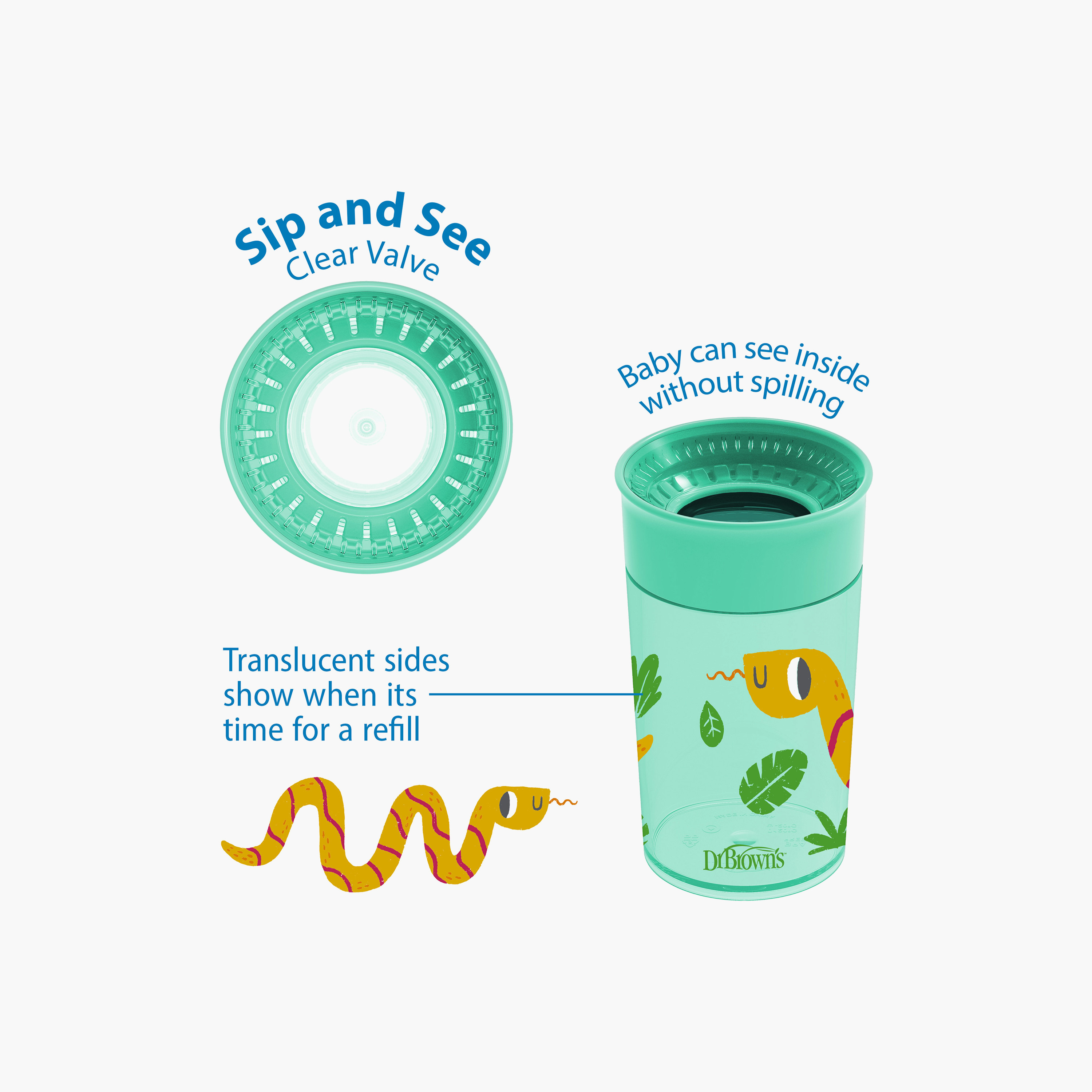Dr. Brown's Leak-Free Cheers 360 Cup with Lid - 300 ml - Green - 9 Months+-baby-feeding-mealtimeessentials-image-4