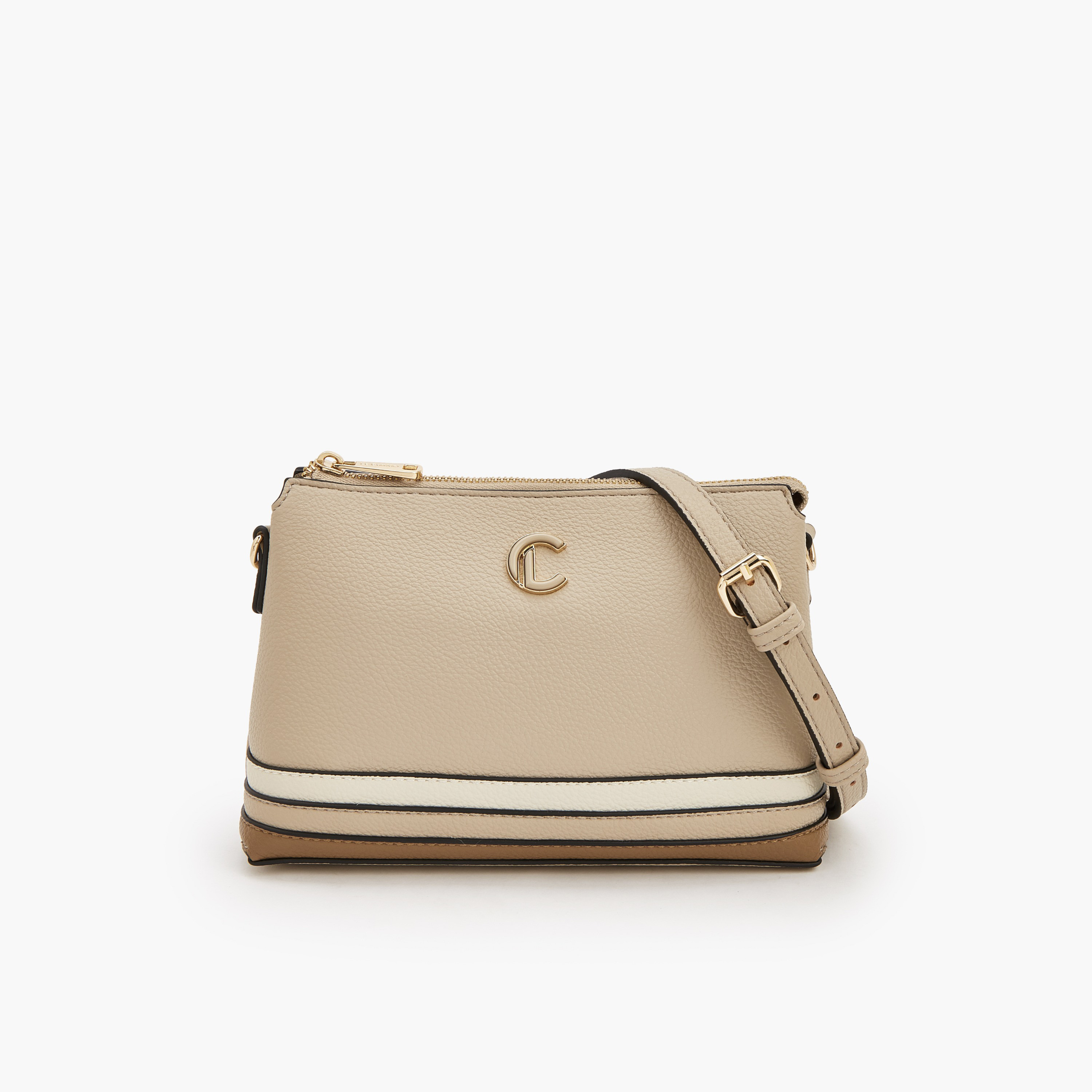 شنطة كروس بودي مخططة بسحاب إغلاق من لو كونفورت-women-bagsandwallets-handbags-image-1