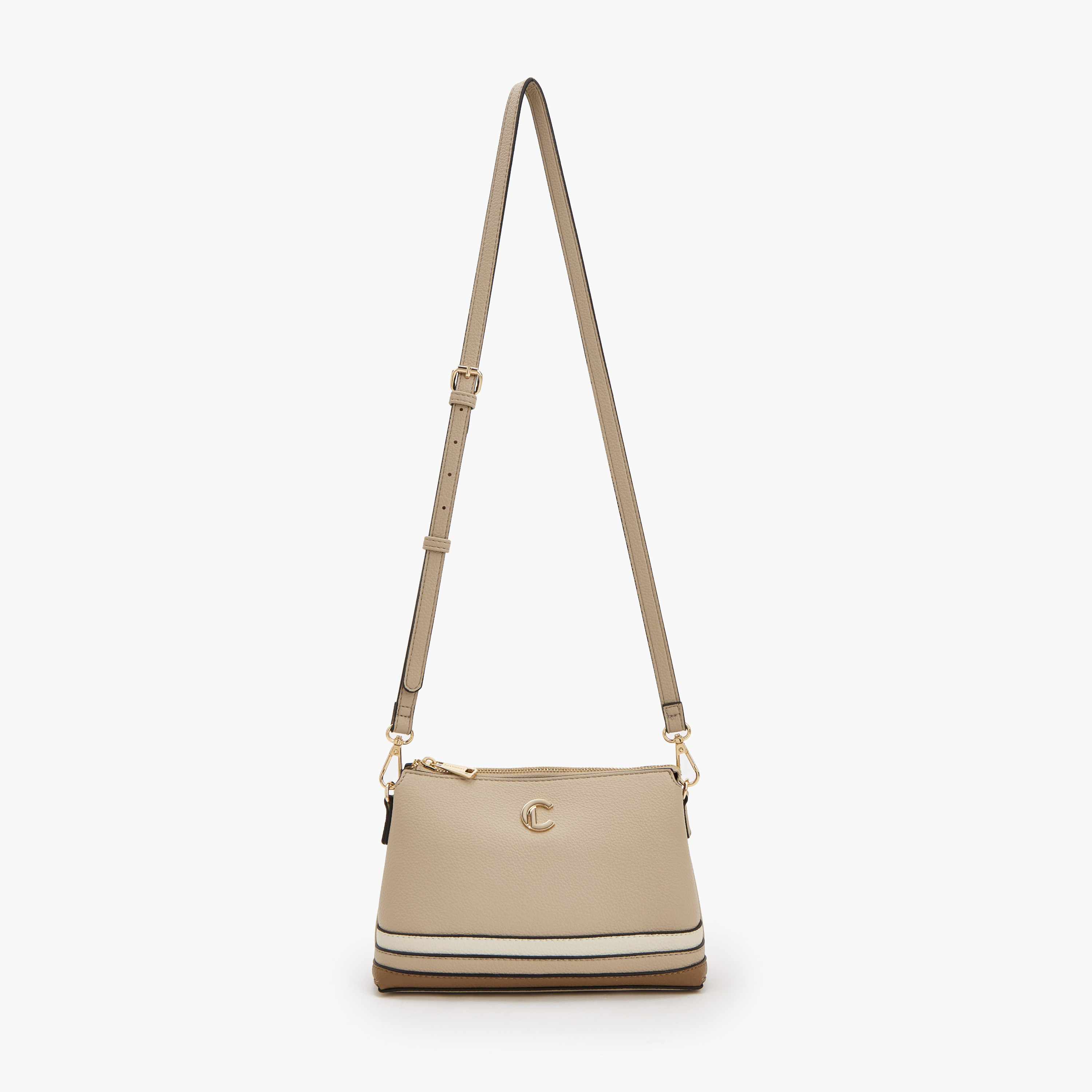 شنطة كروس بودي مخططة بسحاب إغلاق من لو كونفورت-women-bagsandwallets-handbags-image-6