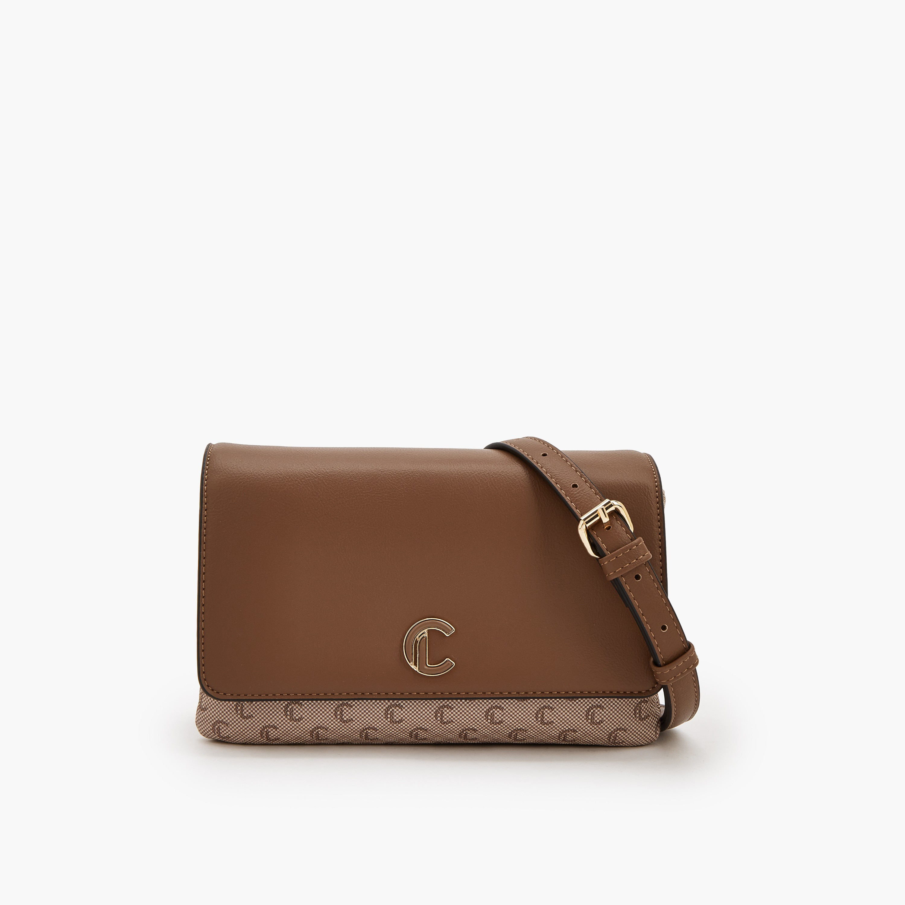 Le Confort Monogram Print Crossbody Bag with Button Closure-women-bagsandwallets-handbags-image-1