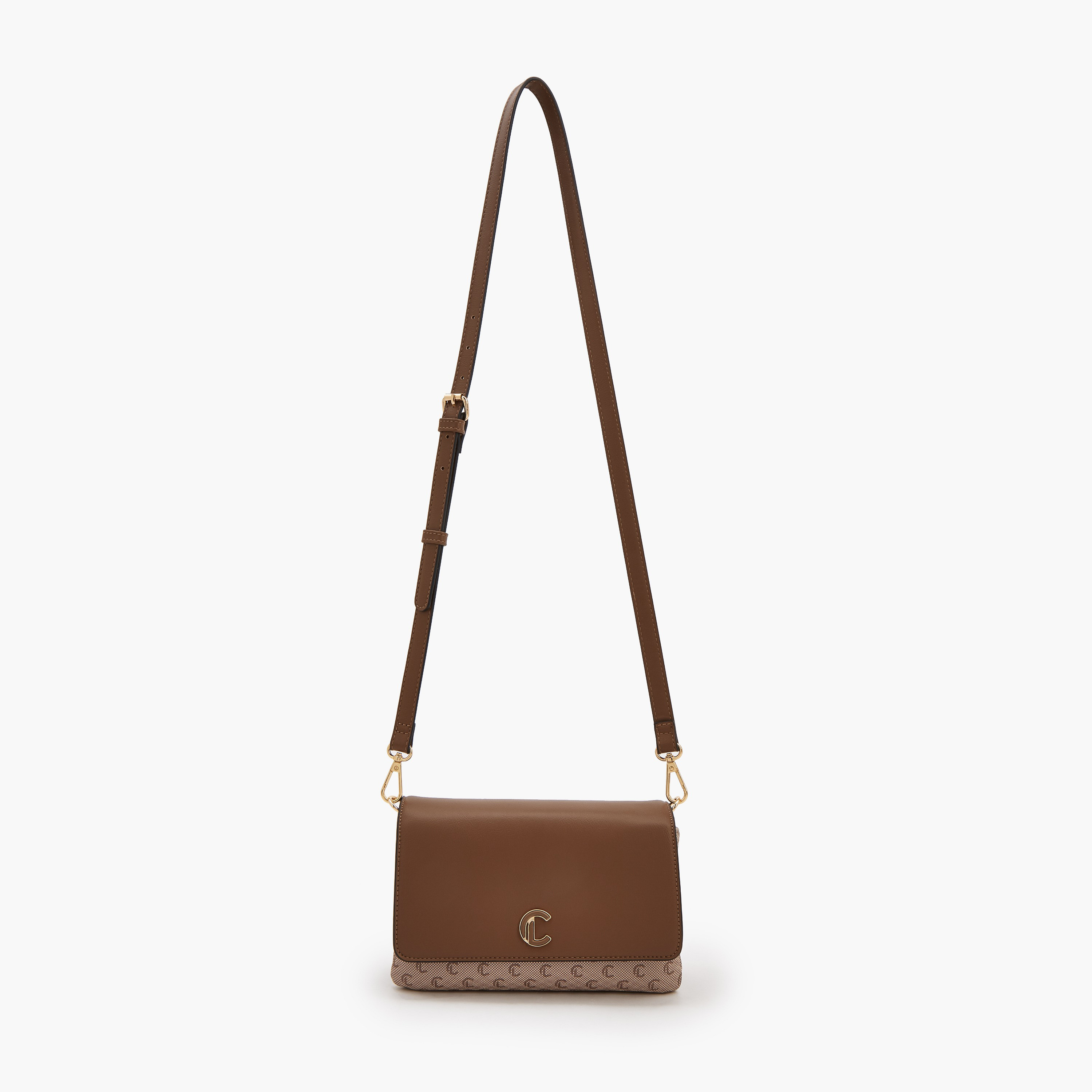 Le Confort Monogram Print Crossbody Bag with Button Closure-women-bagsandwallets-handbags-image-2