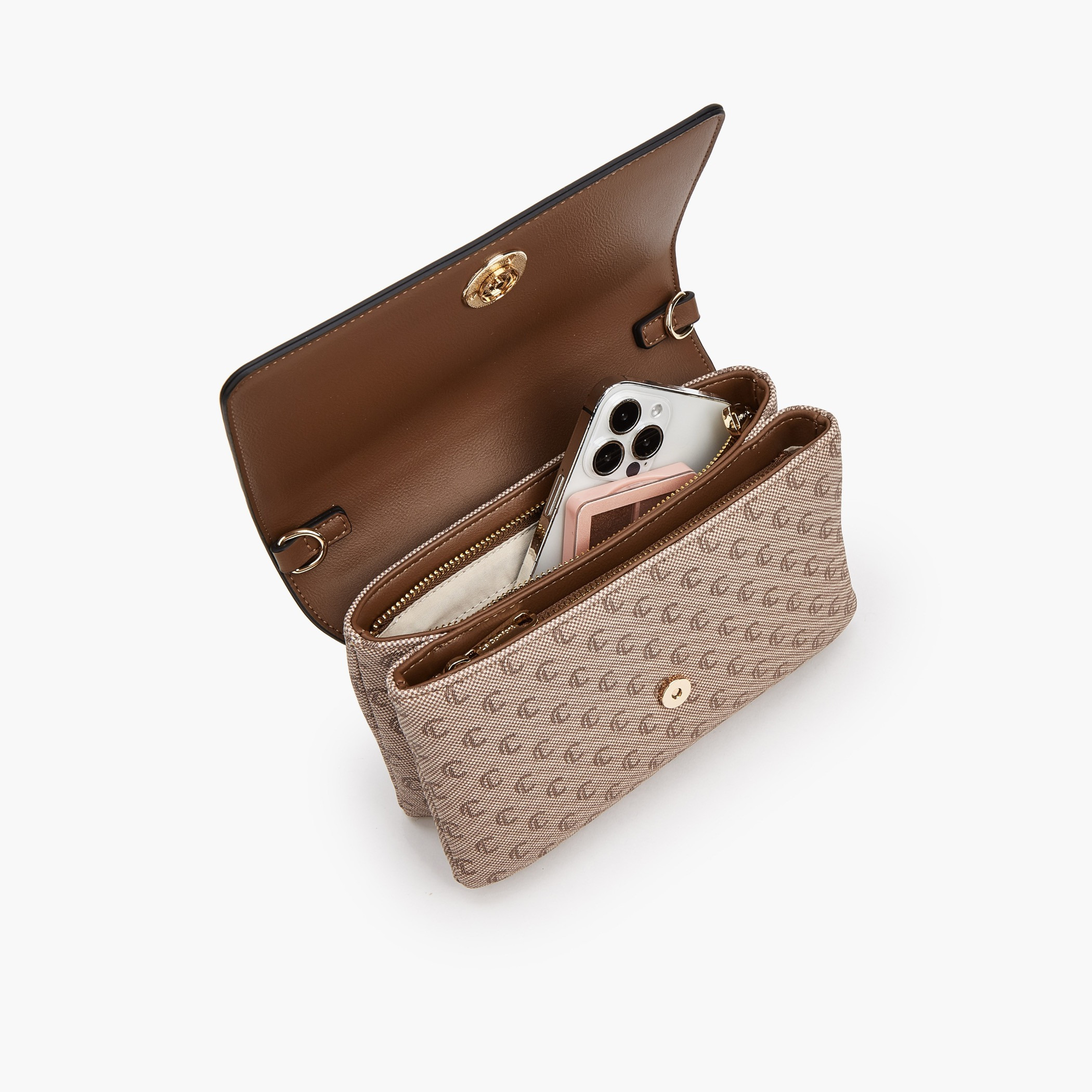 Le Confort Monogram Print Crossbody Bag with Button Closure-women-bagsandwallets-handbags-image-7