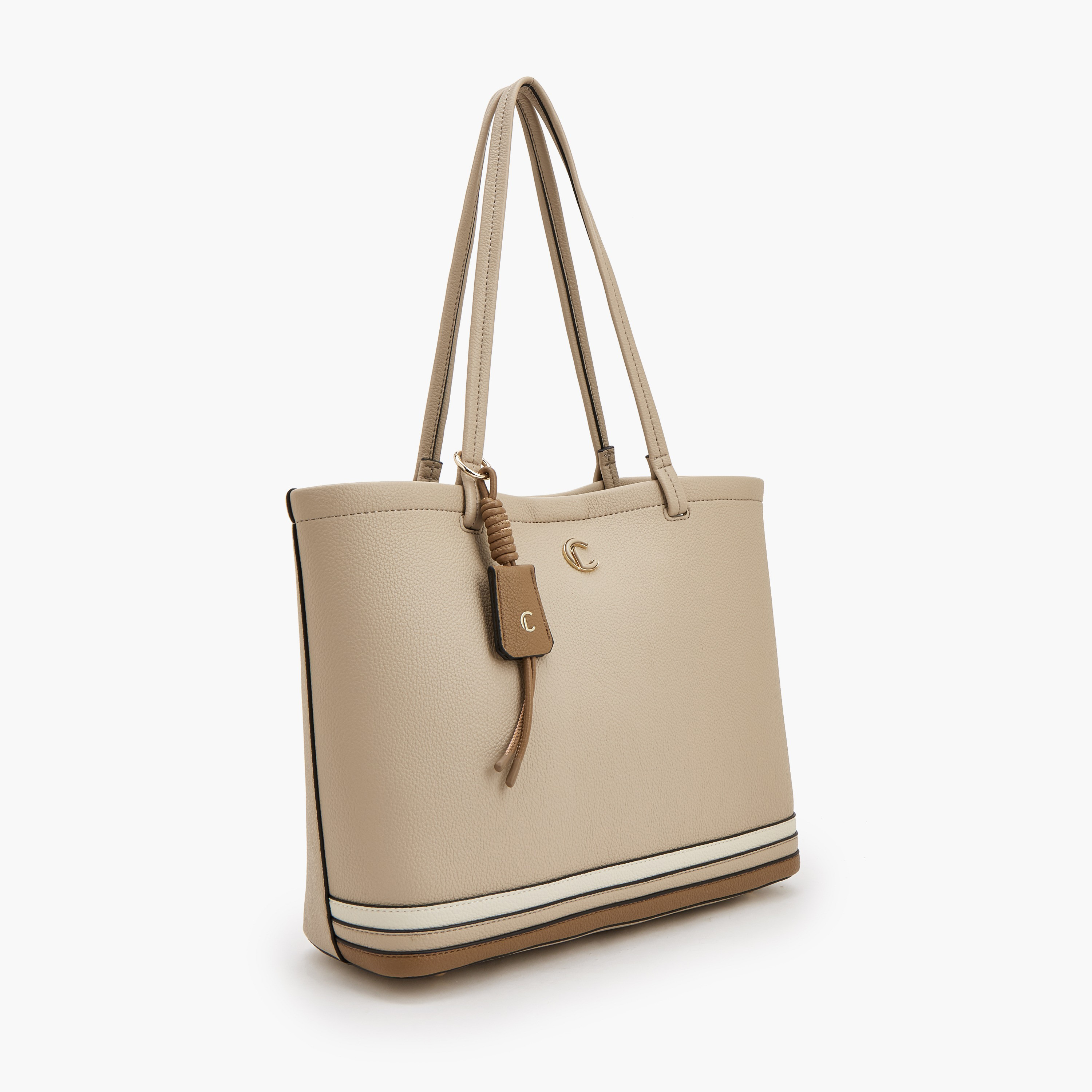 Le Confort Striped Tote Bag with Button Closure-women-bagsandwallets-handbags-image-3