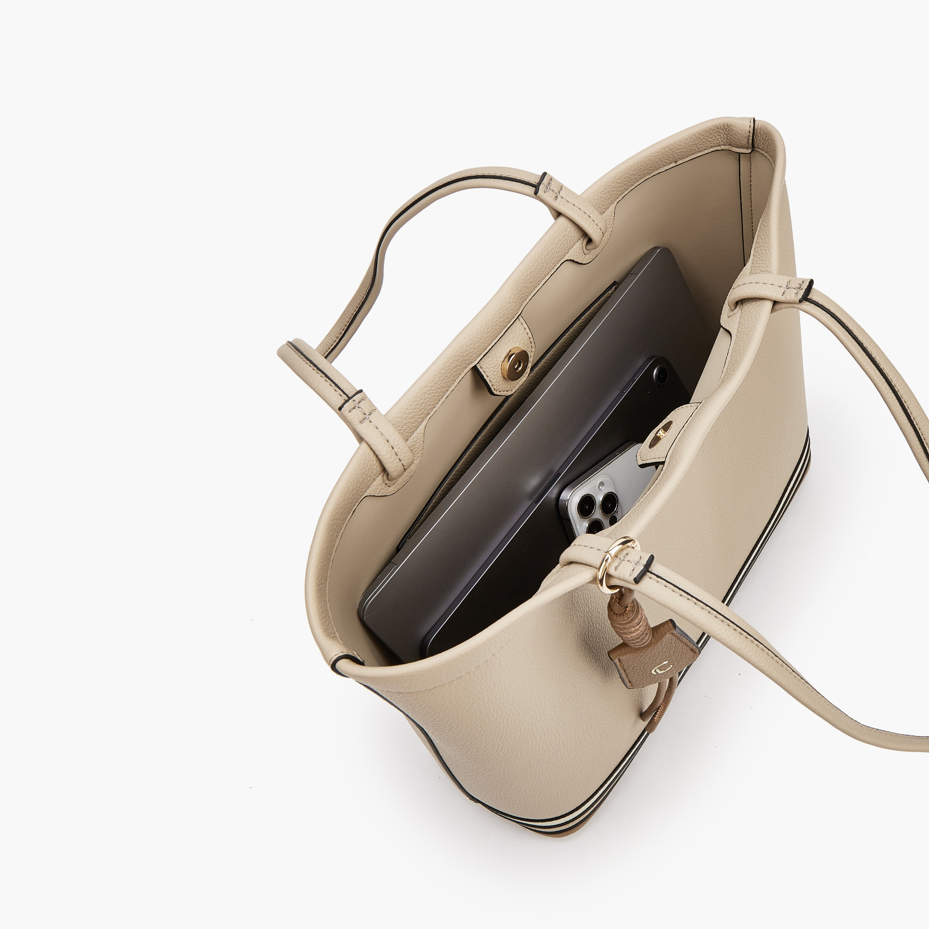 Le Confort Striped Tote Bag with Button Closure-women-bagsandwallets-handbags-image-7