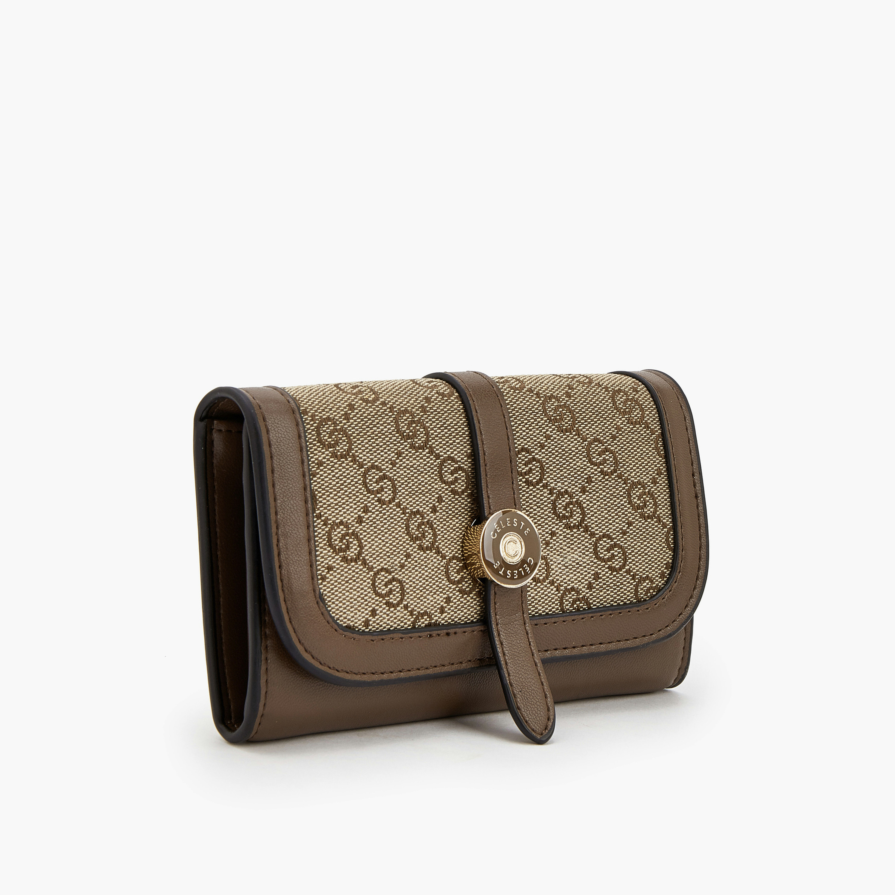 Celeste Monogram Textured Wallet with Flap Closure-women-bagsandwallets-wallets-image-3