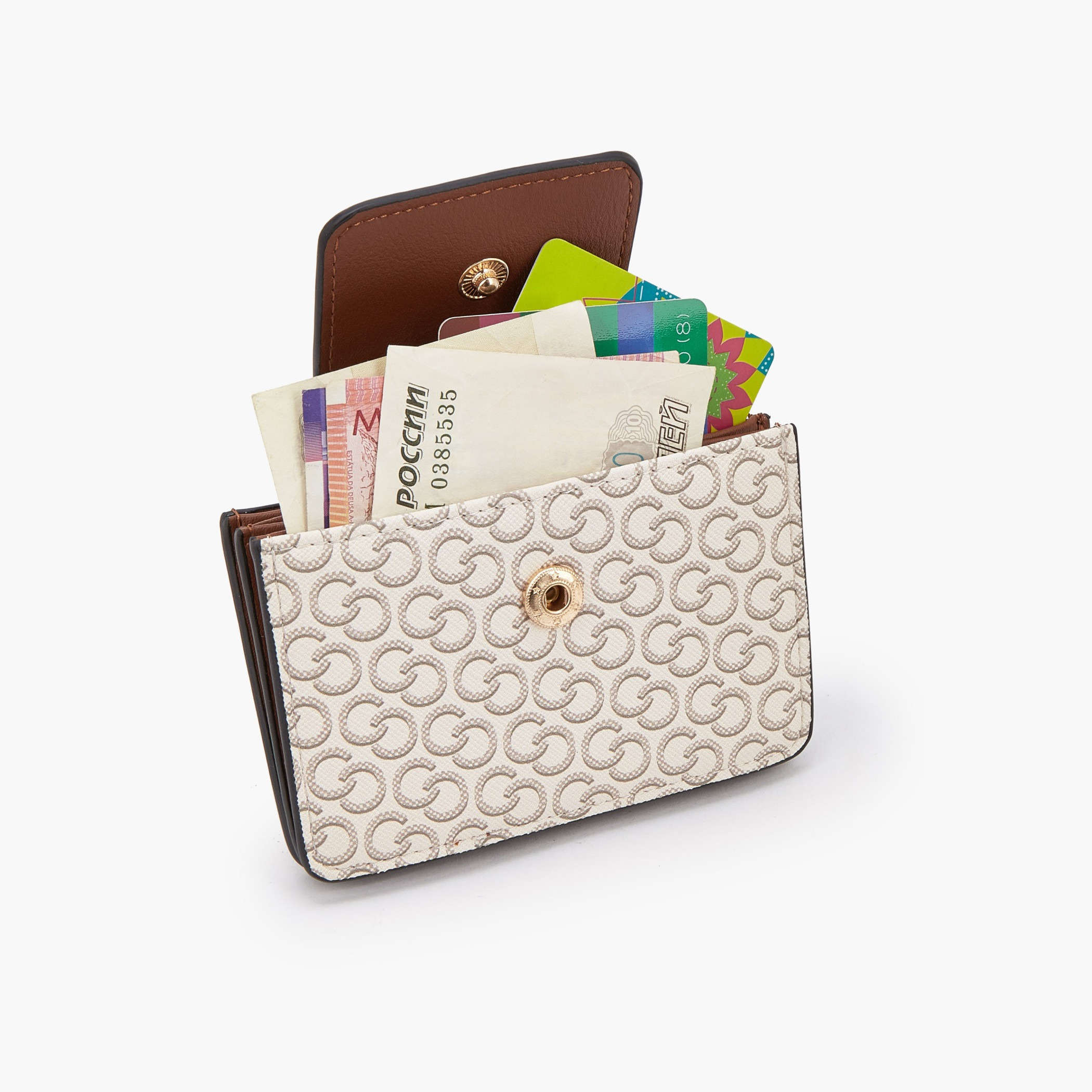 Celeste Monogram Print Card Holder with Snap Button Closure-women-bagsandwallets-wallets-image-7