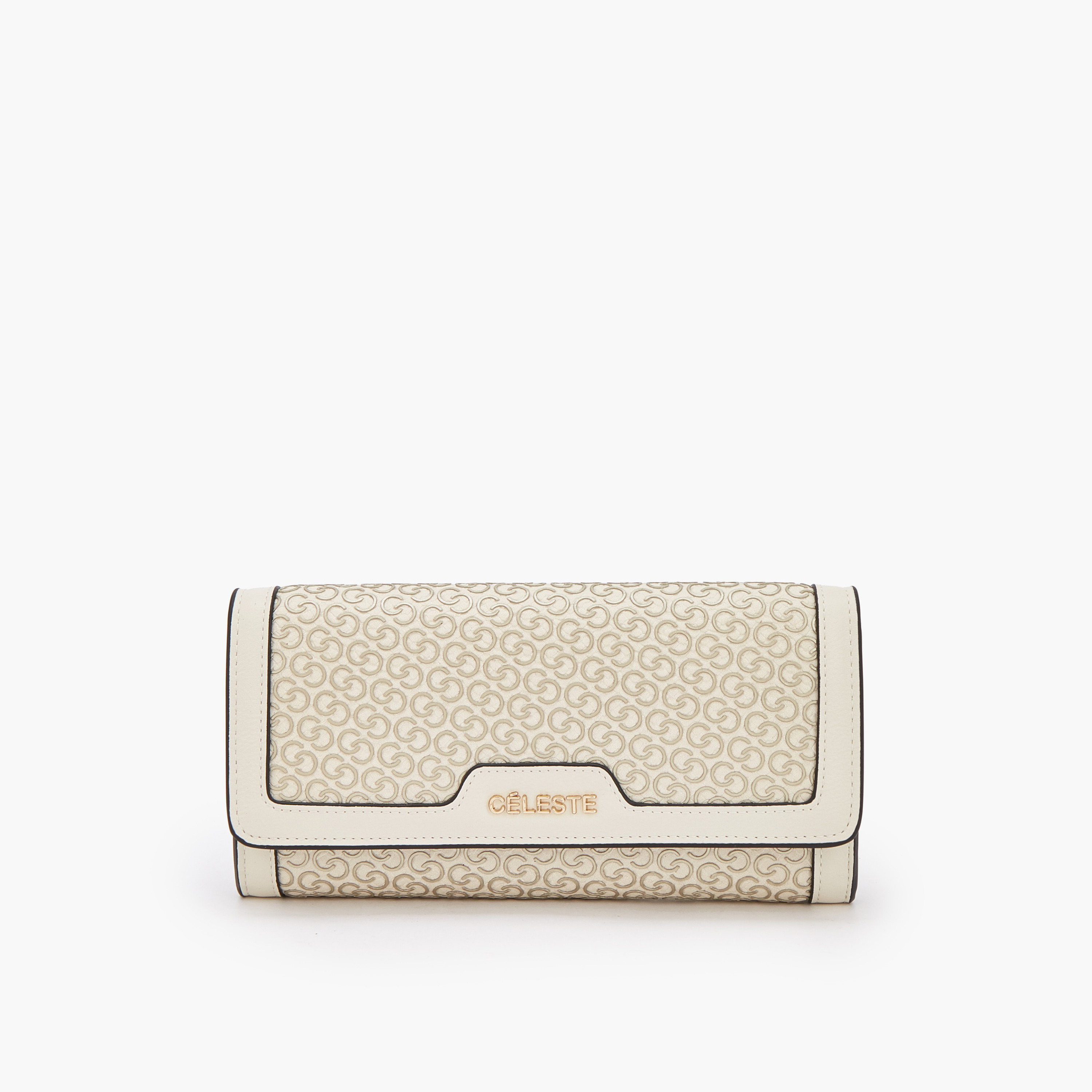 Celeste Monogram Print Wallet with Snap Button Closure-women-bagsandwallets-wallets-image-1