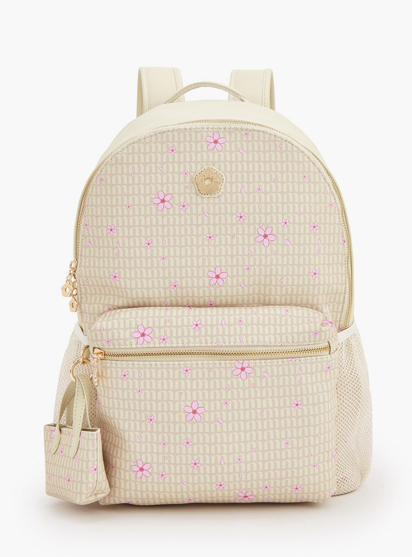 شنطة ظهر بطبعات زهرية وأحزمة كتف قابلة للتعديل من ميسي-women-bagsandwallets-backpacks-image-1
