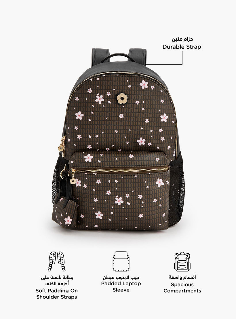 شنطة ظهر بطبعات زهرية وأحزمة كتف قابلة للتعديل من ميسي-women-bagsandwallets-backpacks-image-2