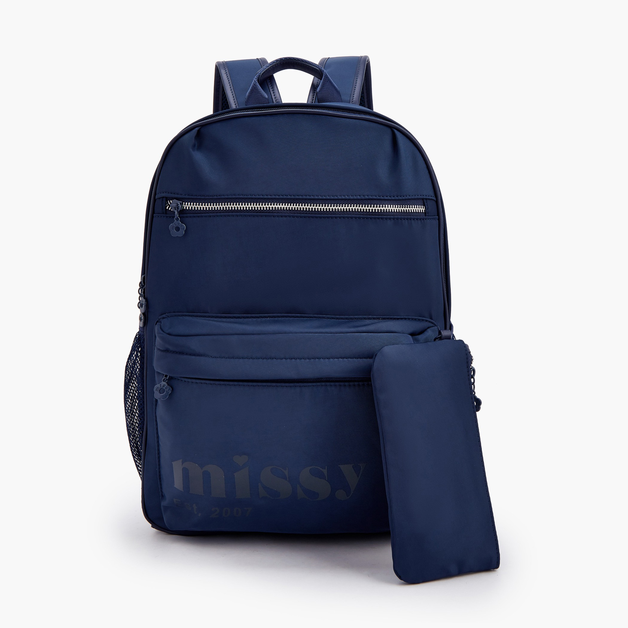 طقم شنطة ظهر مدرسية قطعتين بطبعة شعار للبنات مع مقلمة من ميسي - 30×12×40 سم-school-bagsandbackpacks-backpacks-image-1